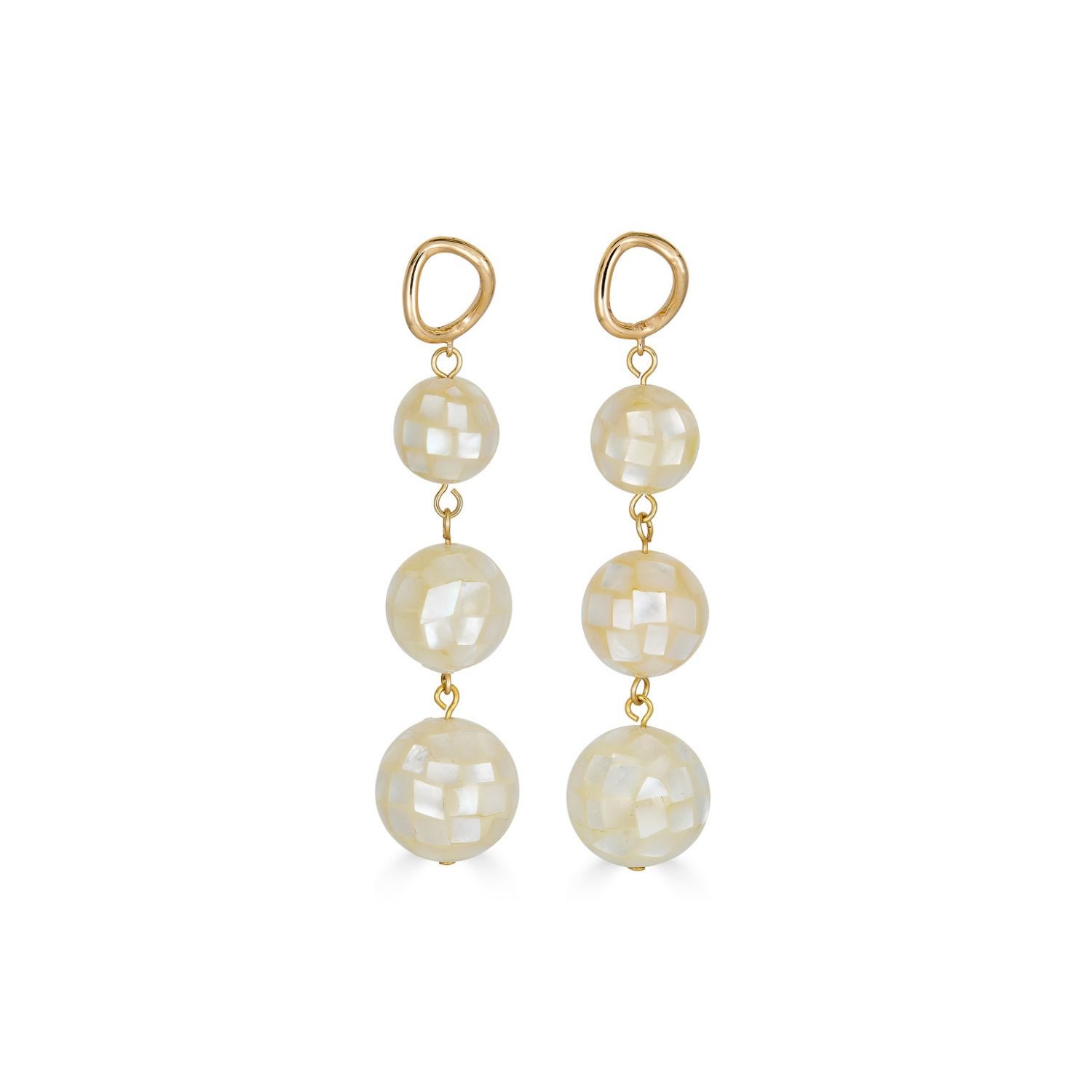 Women’s Gold / White Devin Mosaic Shell Earrings Rodela