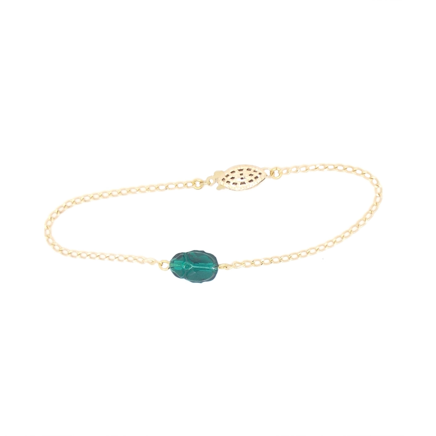 Women’s Gold / Green Emerald Scarab Bracelet Salome