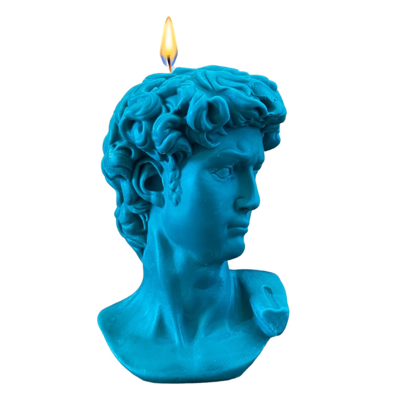 Blue David Bust Candle - Teal Neos Candlestudio