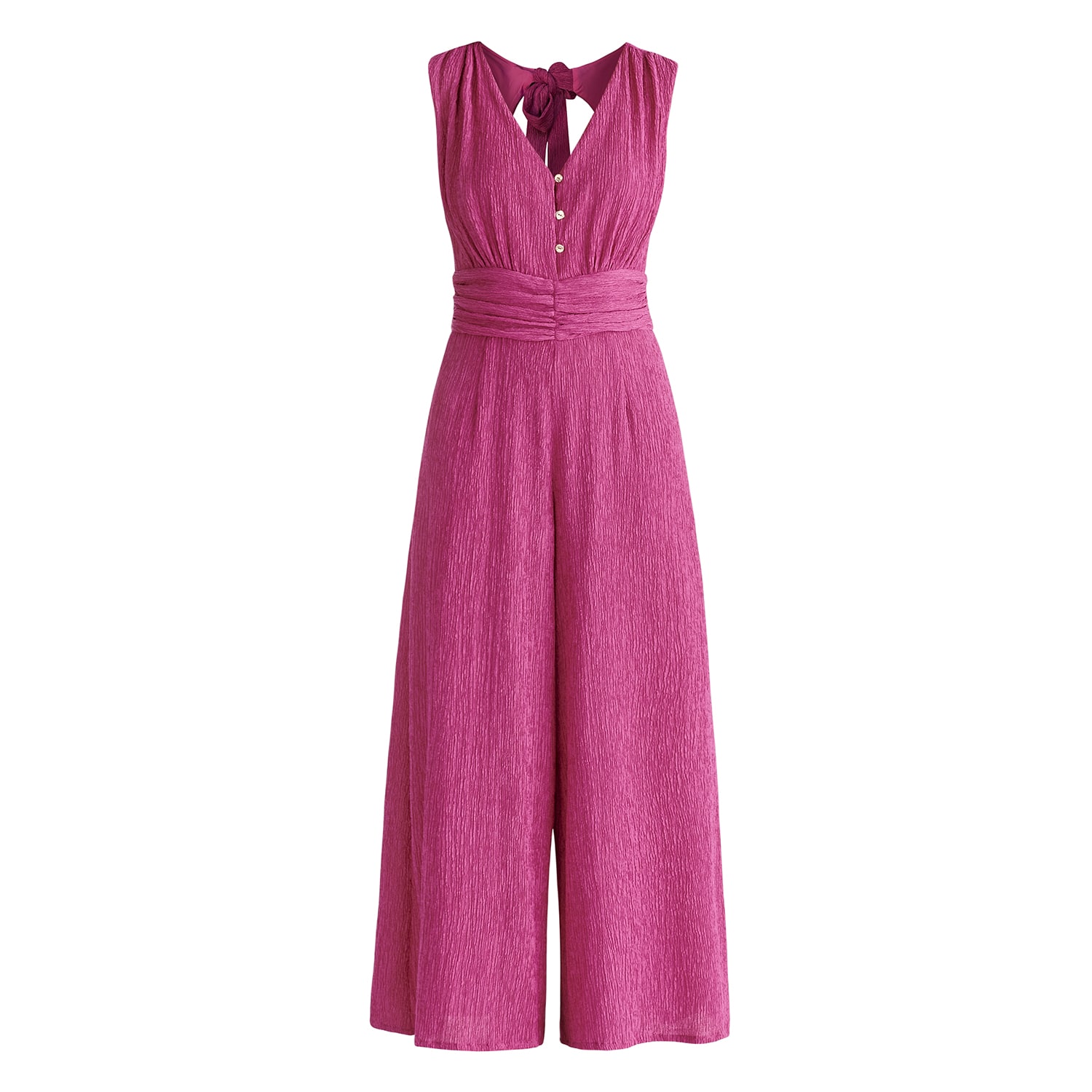 Paisie Women's Pink / Purple Textured Back-tie Jumpsuit In Pink