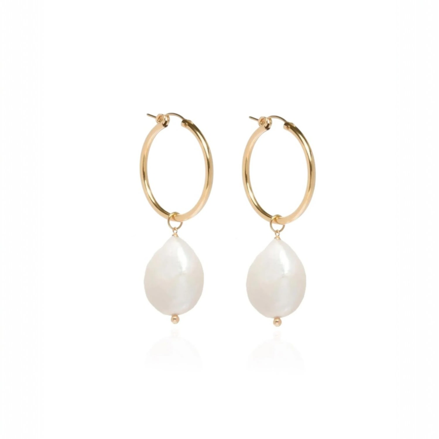 Ella Palm Women's Gold / White Layla Baroque Pearl Gold Hoops
