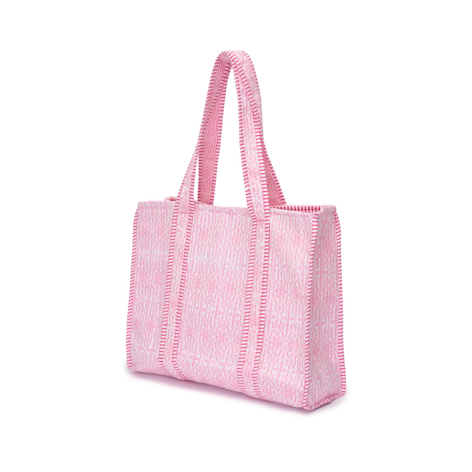 Women’s Pink / Purple Cotton Tote Bag In Baby Pink & White At Last...