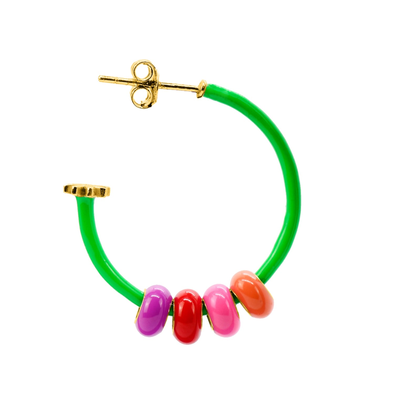 Pinnole Women's Green Gold Caterpillar Earring Mix In Brown