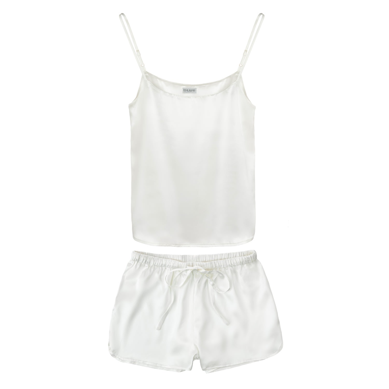 Women’s Silk Cami & Shorts Pyjama Set - White Large Silk Works London