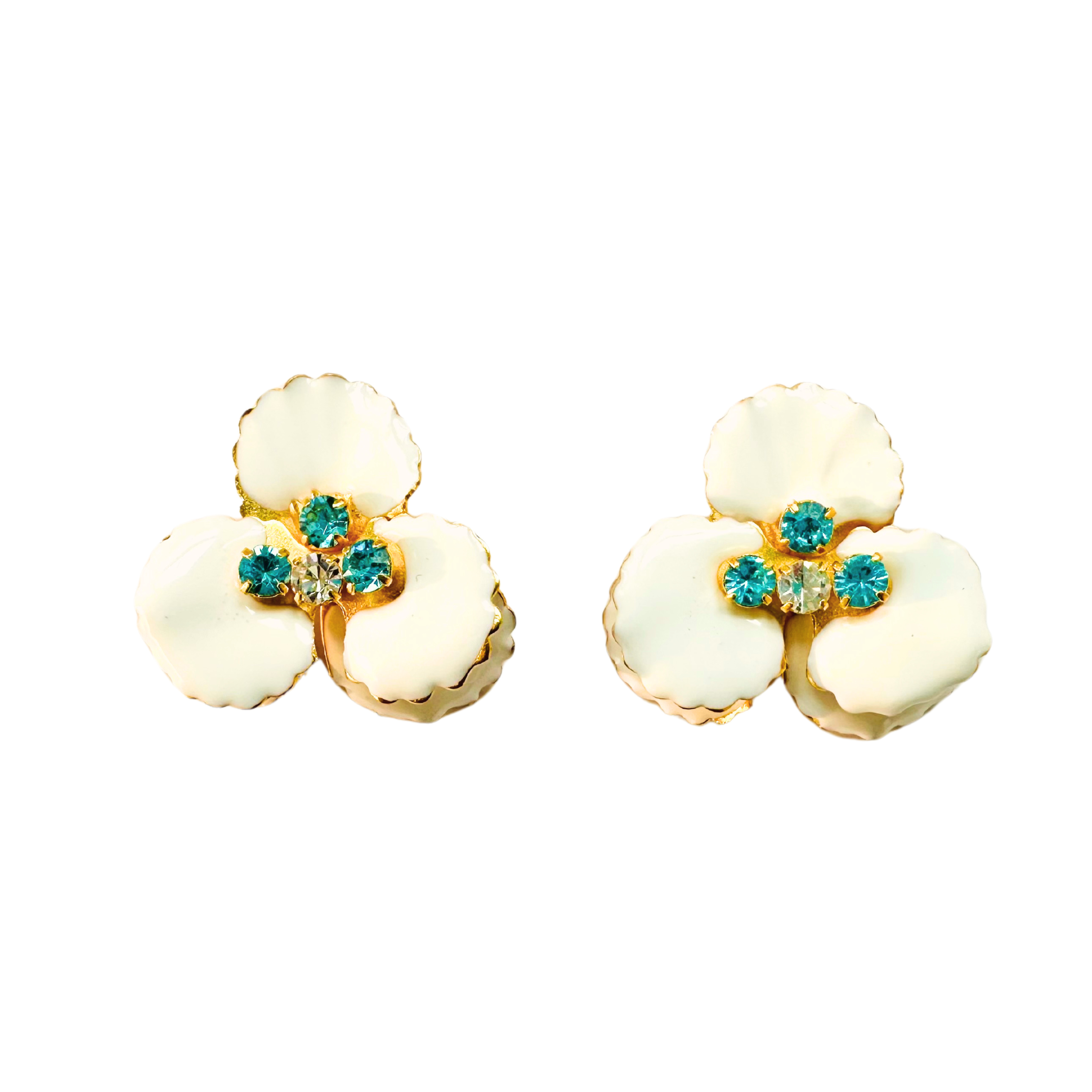 Women’s White Jeweled Pansy Stud The Pink Reef