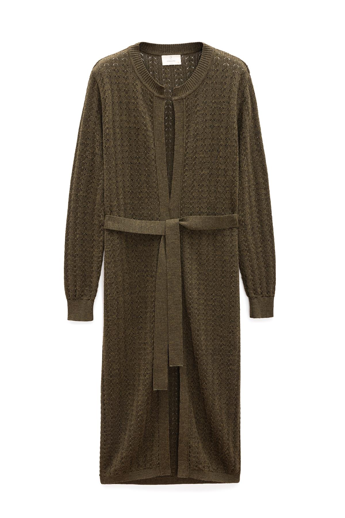 Peraluna Women's Zeyna Openwork Long Cardigan In Green Melange In Green