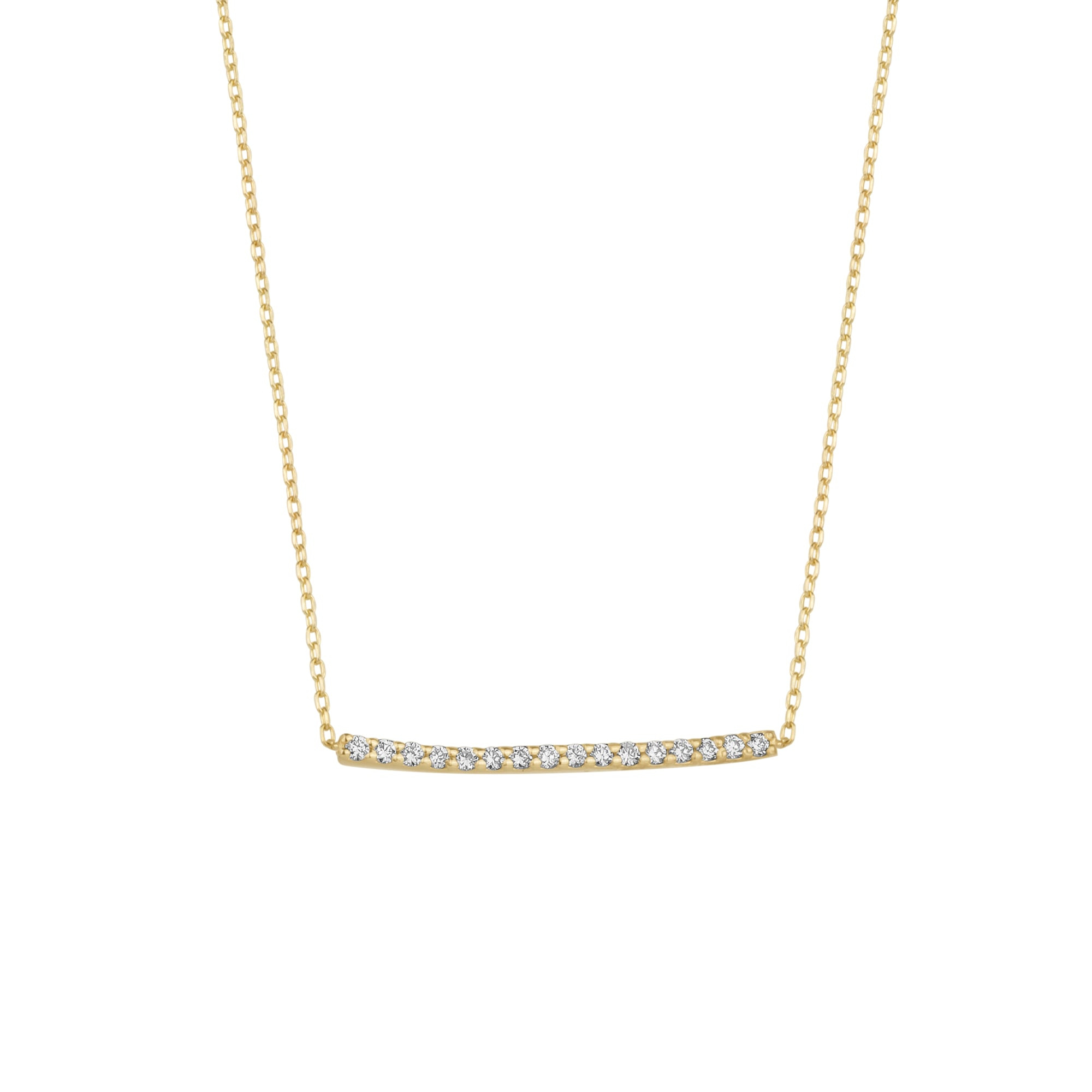 Spero London Women's Fine Diamond Curved Bar Necklace 14ct Solid Gold
