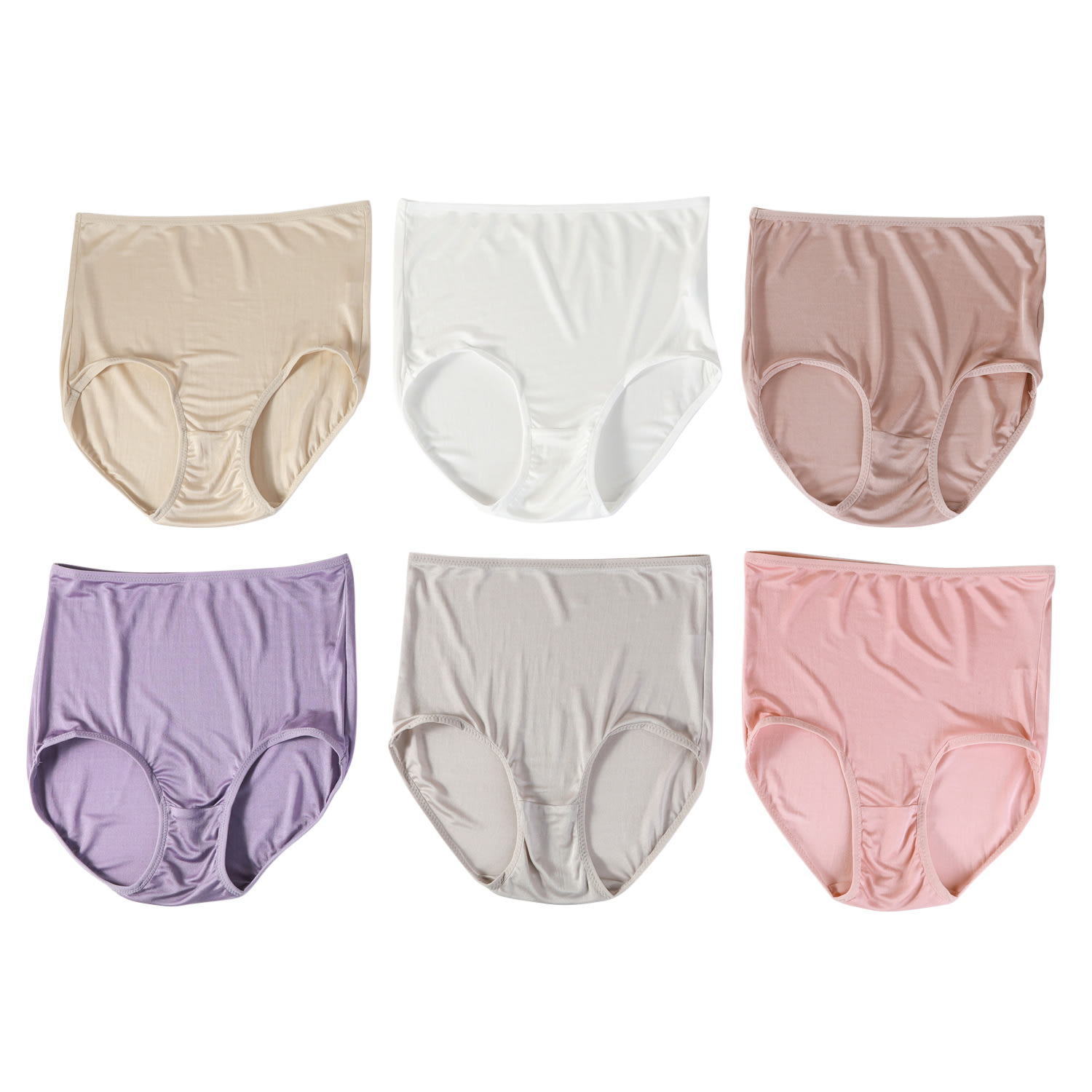 Women's Set Of Six Knitted Silk High Rise French Cut Pantie Shimmer Collection | XXL | Soft Strokes Silk