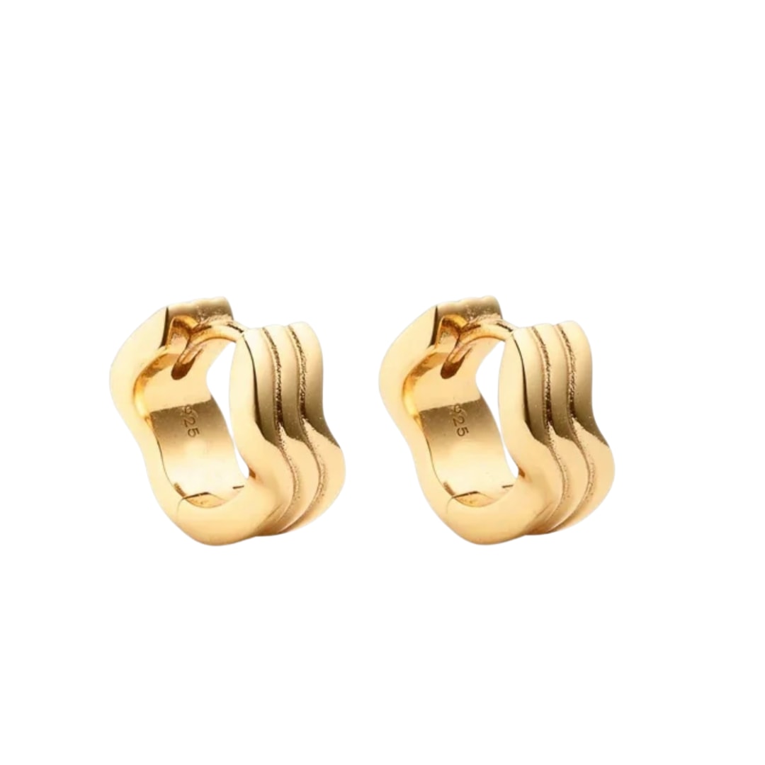 Nazzar Women's Wave Gold Huggie Mini Earrings In Gold