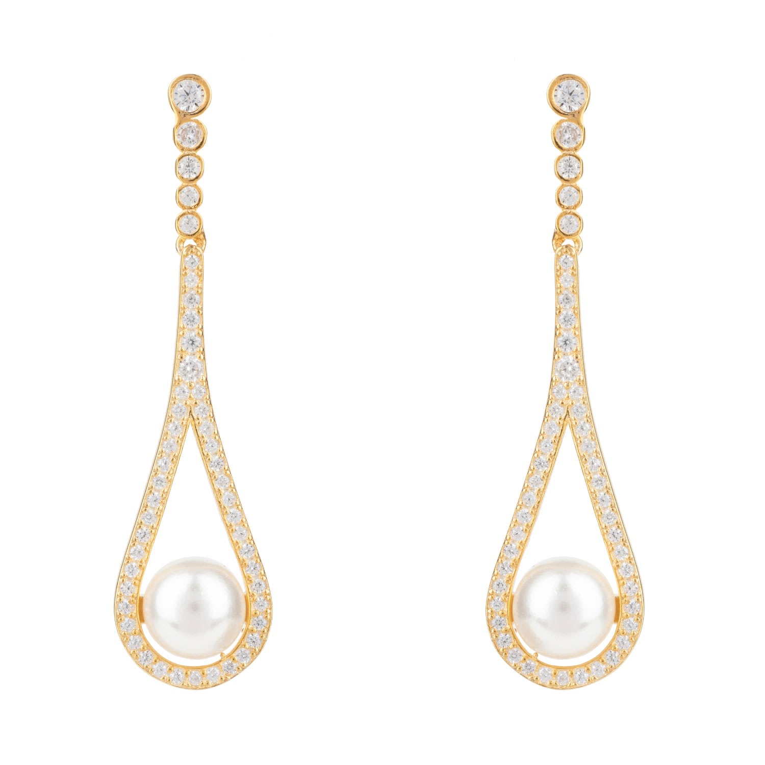 Women’s Cradled Pearl Drop Earrings Gold Latelita