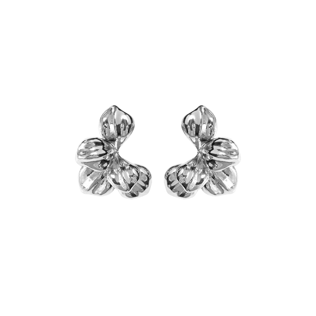 Mg Jewelry Women's Silver Moon Bloom Waterproof Earrings In Silver