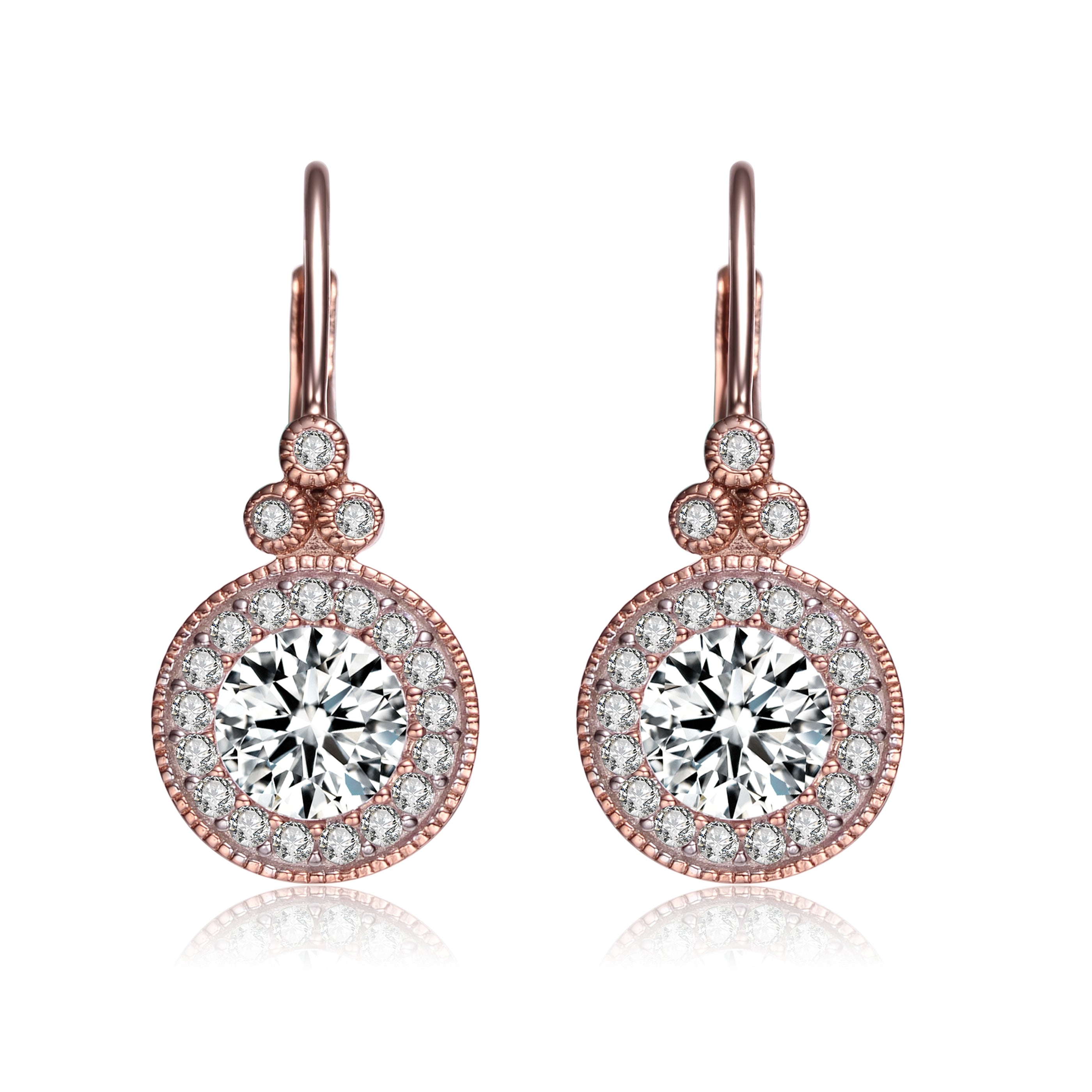 Women’s White / Rose Gold Palais Rose Gold Antique Drop Earrings Genevive Jewelry