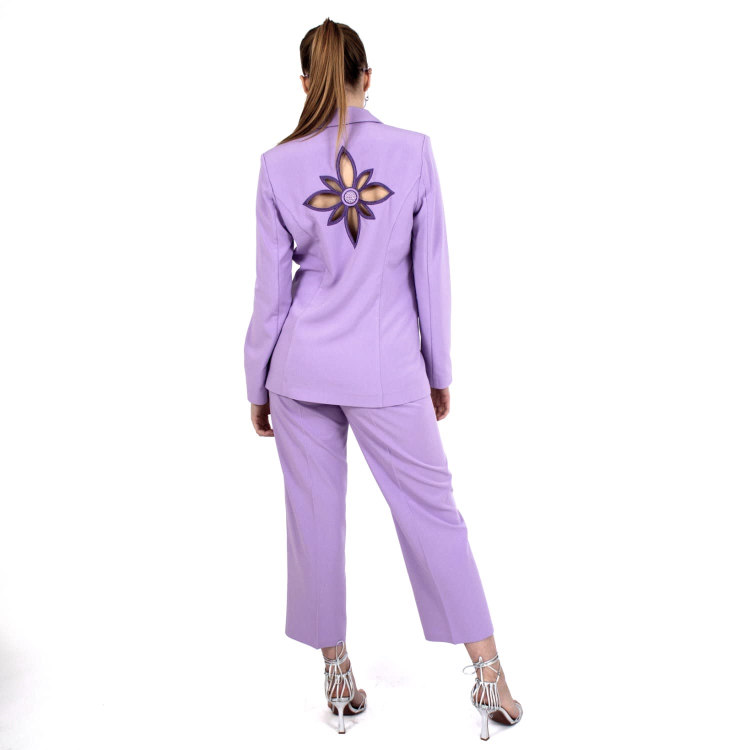 Wide Leg Tailored Cropped Lilac Pants, Lalipop Design