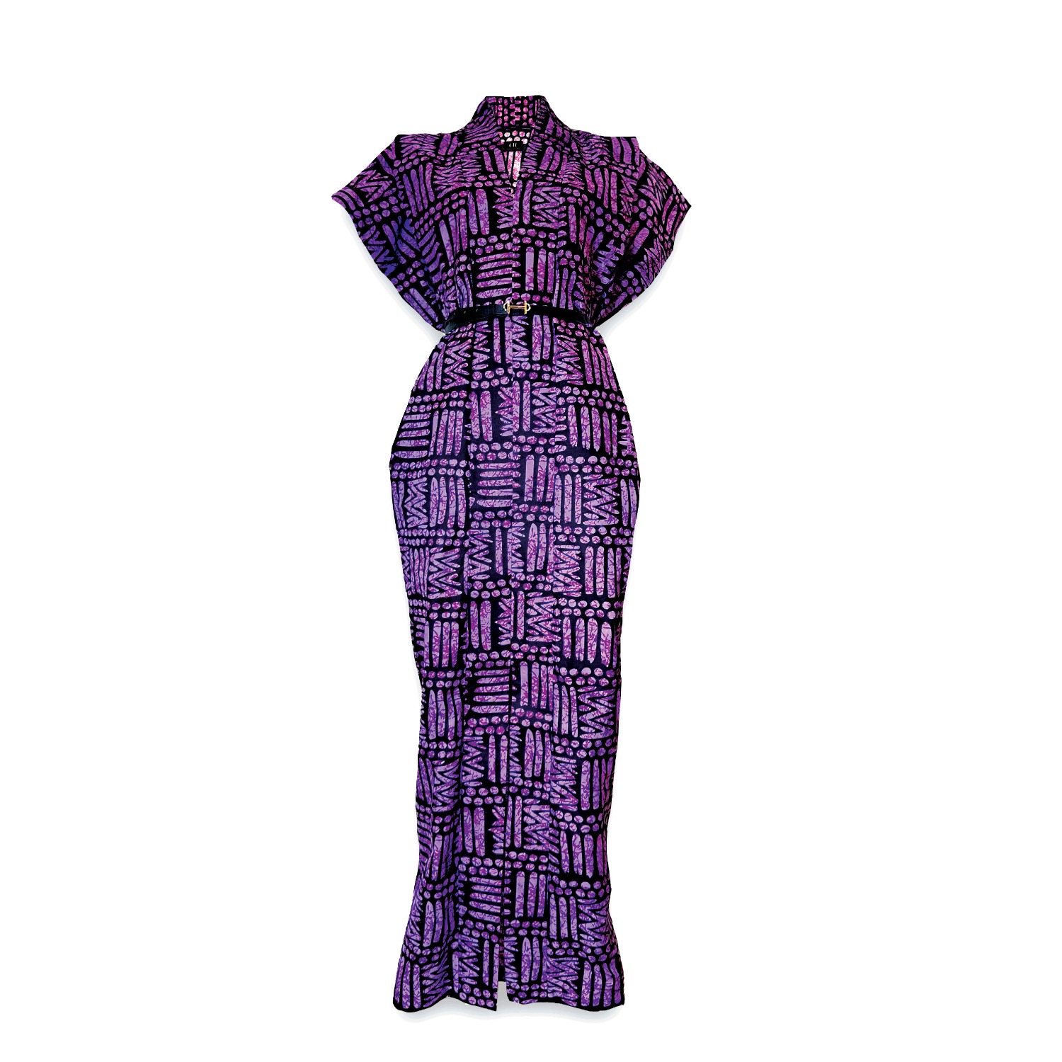 Chuks Collins Women's Pink / Purple Ajah Collection- Purple Print Long Dress