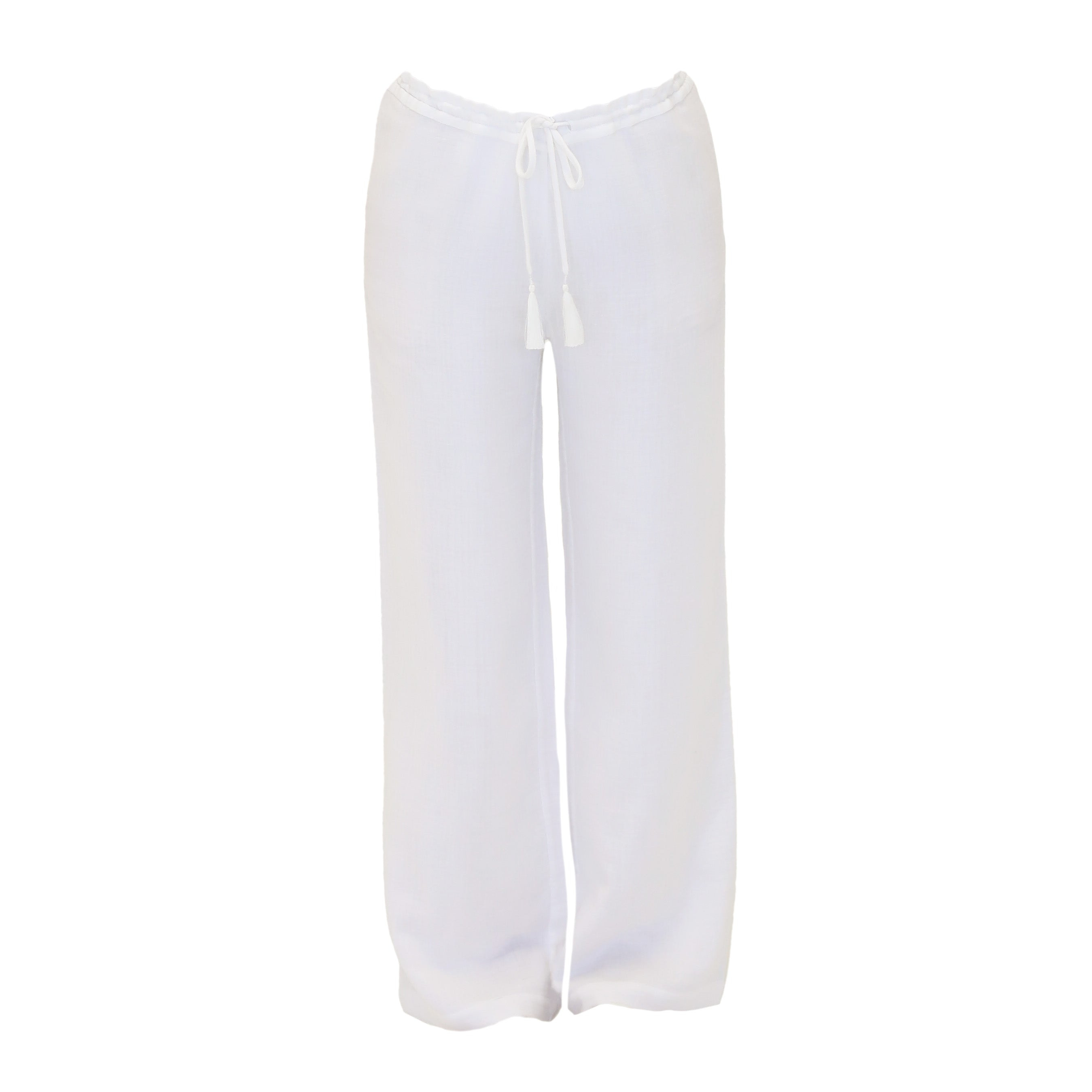 Tiger And The Monkey Women's The Debbie In Law Triple Gauze Cotton Wide Leg Drawstring Pant Trouser - White
