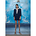 Nazli Ceren Women's Boxy Navy Blue Oversized Jacket In Oversized