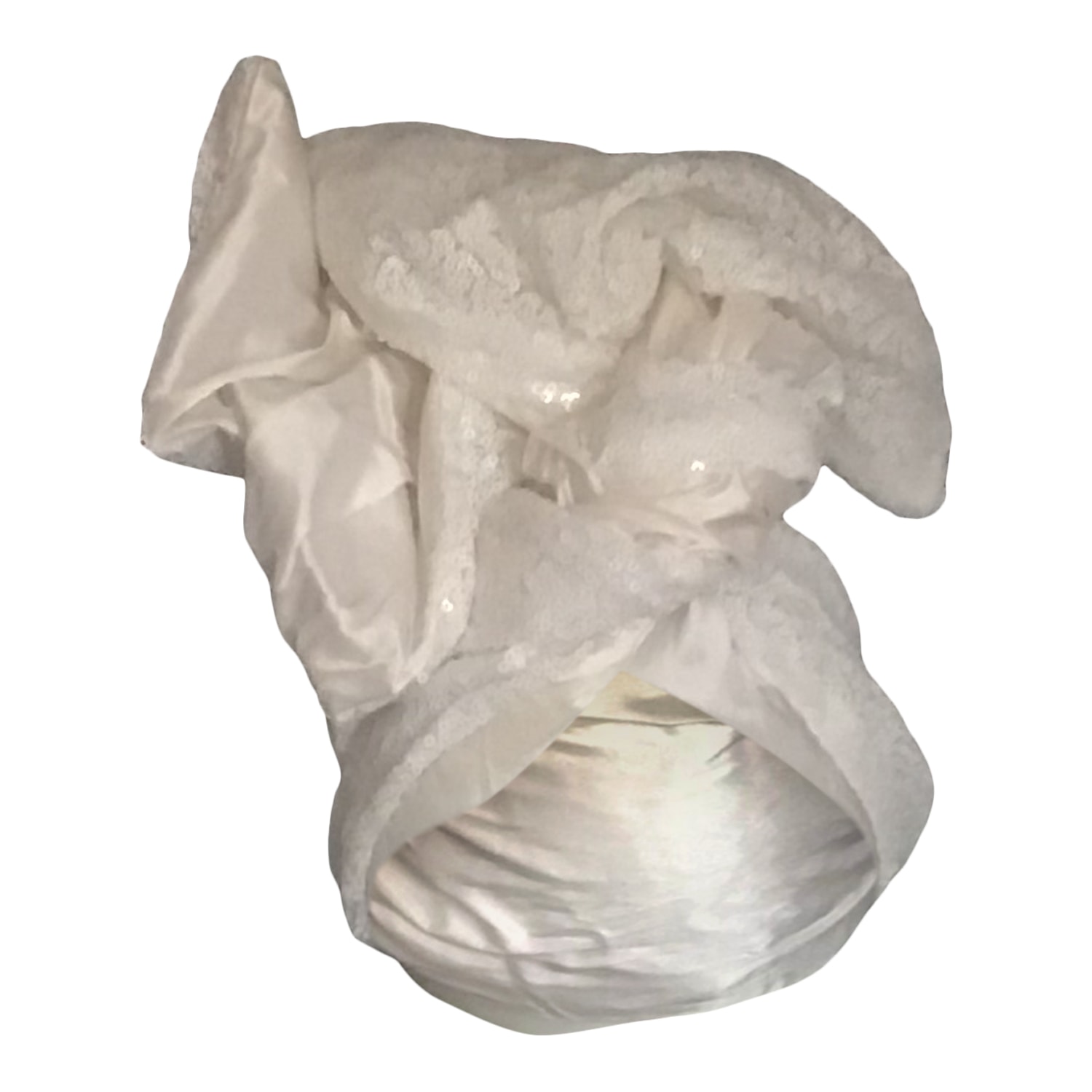 Romer Millinery Women's Gold / White Twisturban Bride's Turban In Silk Shantung And White Sequin In Multi