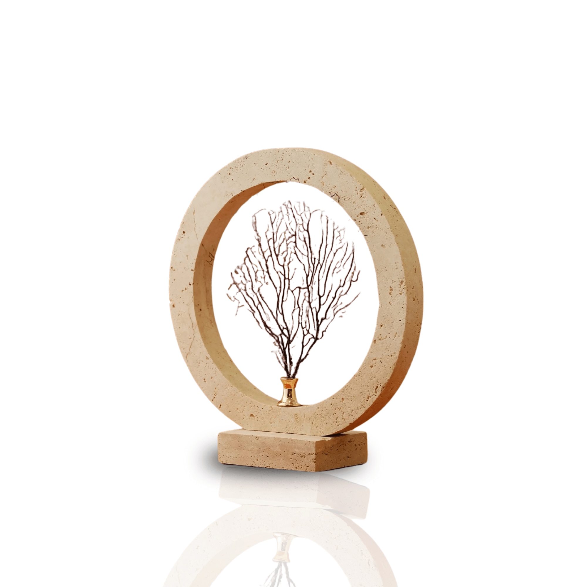Marleth Brown Tree Of Life Handmade Travertine Sculpture