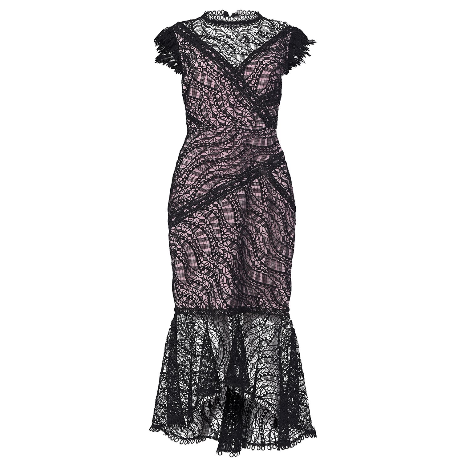 black lace high neck dress