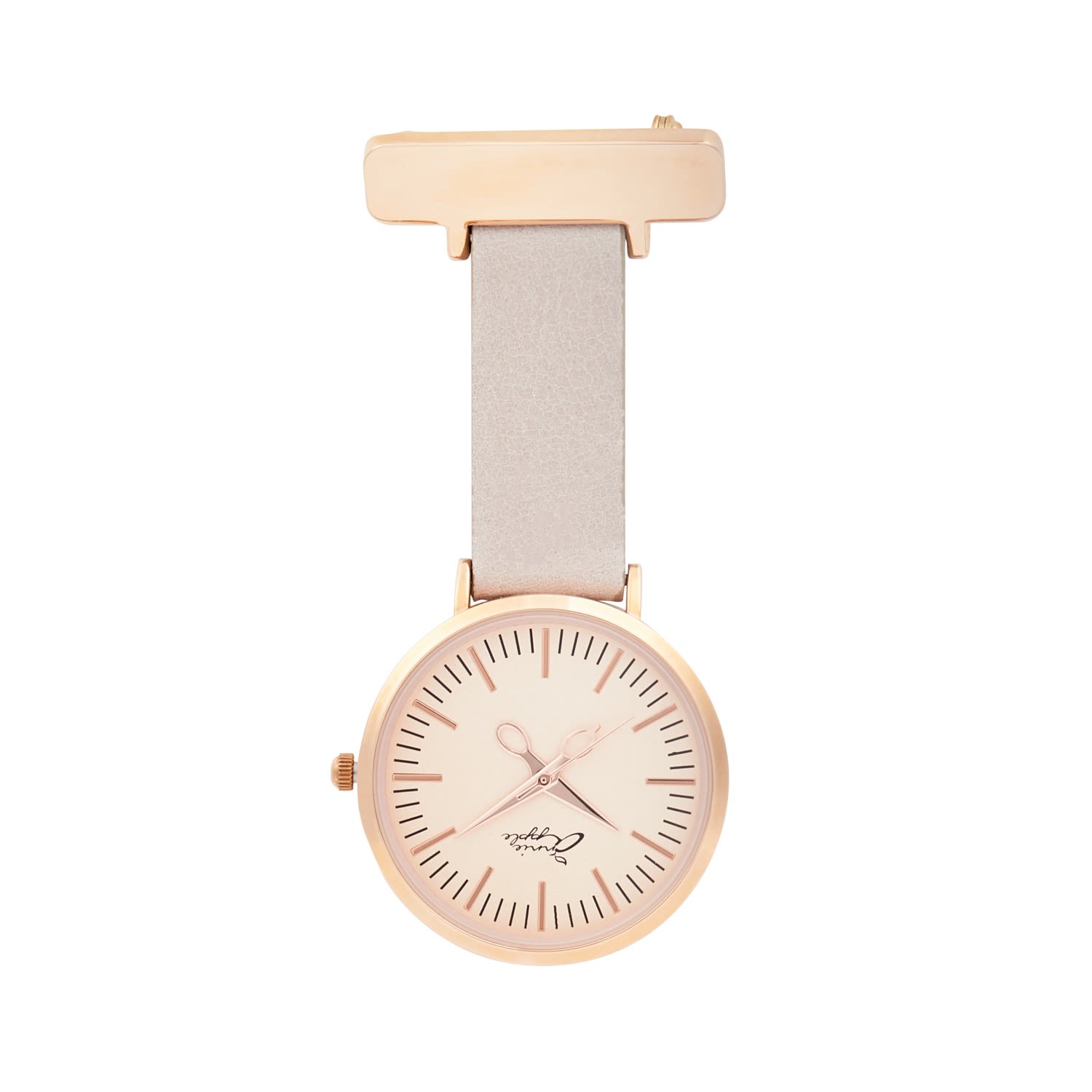 Women’s Annie Apple Ivory/Rose Gold/Grey Leather Nurse Fob Watch Bermuda Watch Company