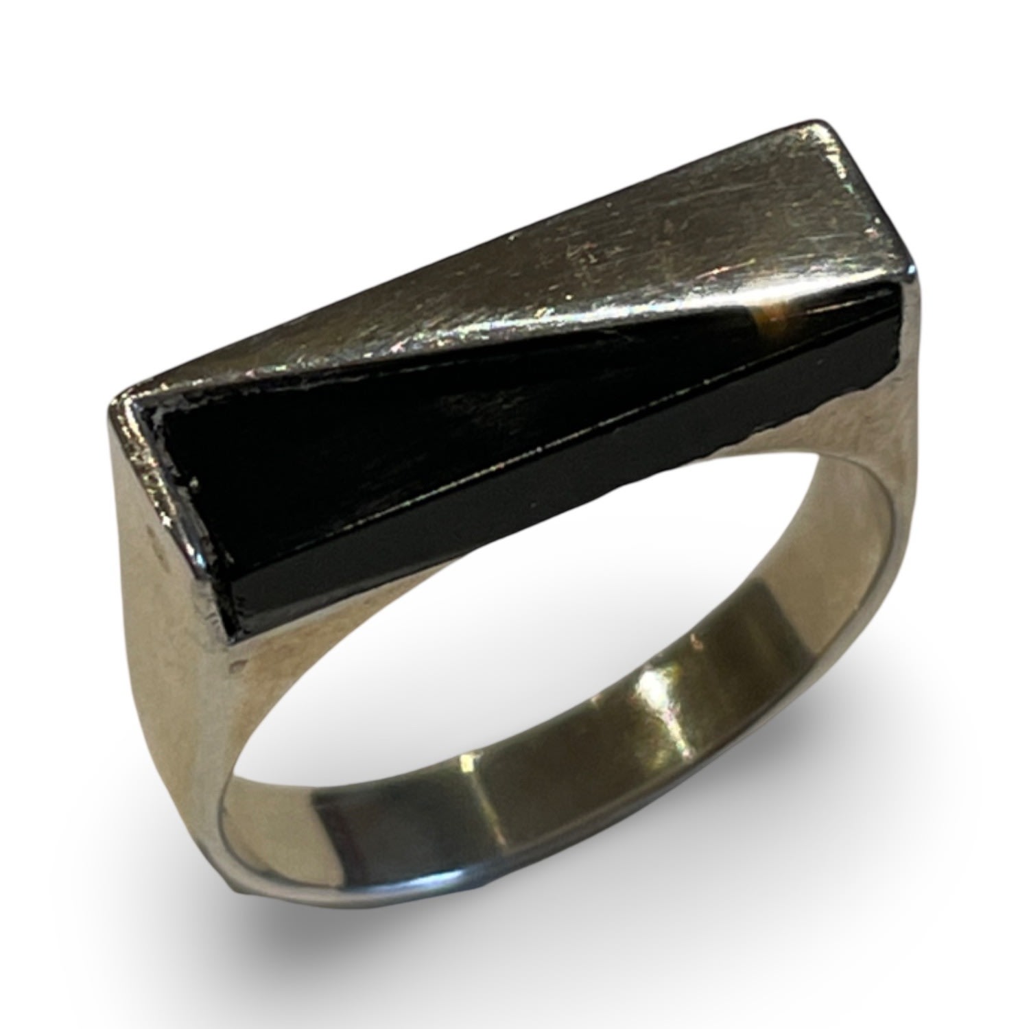 Quartz & Canary Men's Black / Silver Black Onyx Sterling Silver Bar Ring In Multi