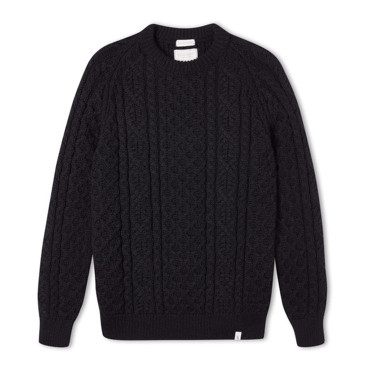 Hudson Aran Jumper Navy | Peregrine | Wolf & Badger