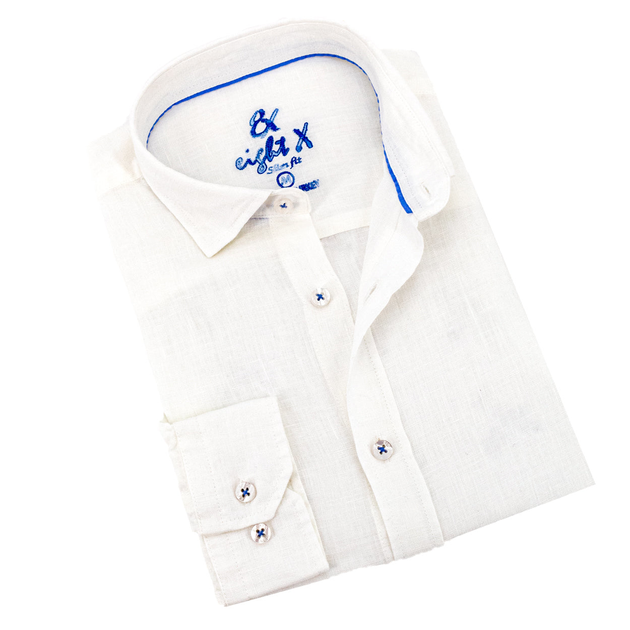 Eight X Men's Linen Button Down Shirt - Soft White