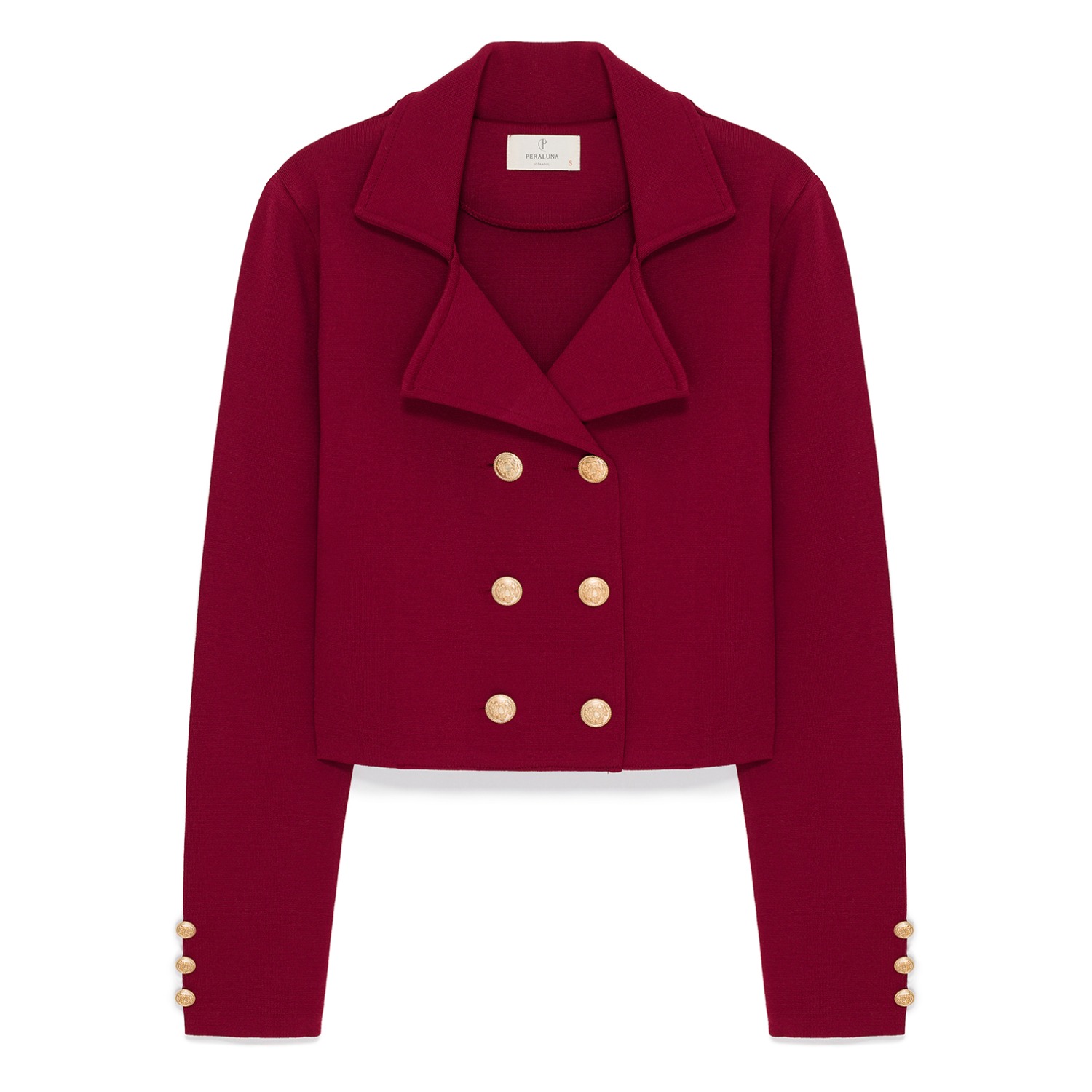Peraluna Women's Red Kathy Blazer Crop Knit Blazer In Burgundy