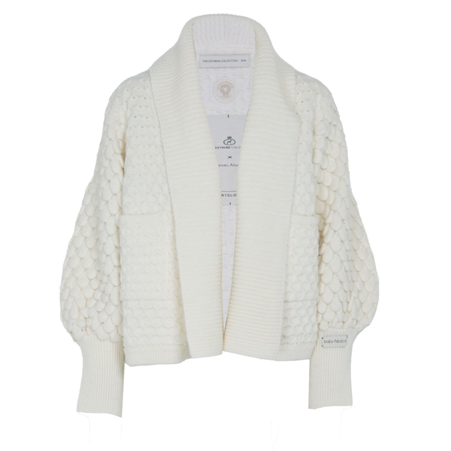 Women’s Alpaca And Merino Wool Oversized Chunky Knit Short Cardigan Galatea In White L/Xl The Extreme Collection