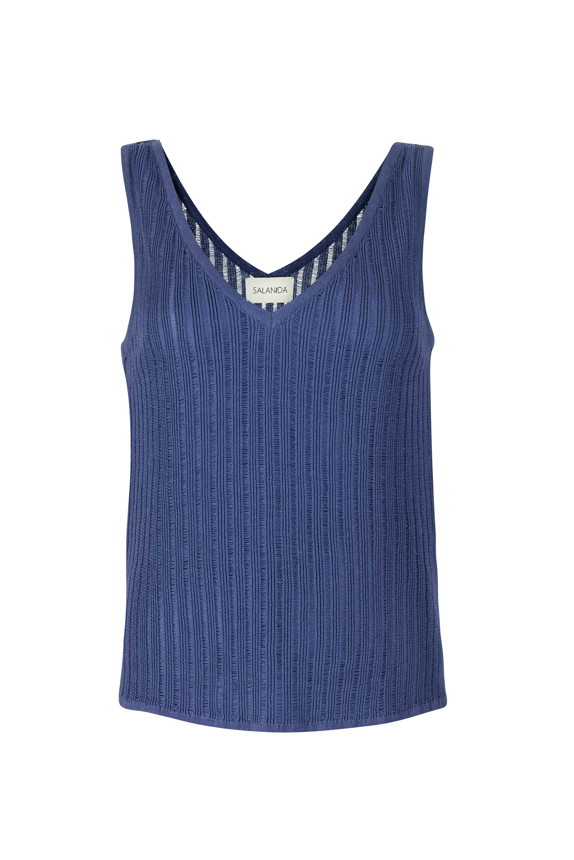 Women’s Blue Caldo Linen Tank Top Navy M/L Salanida