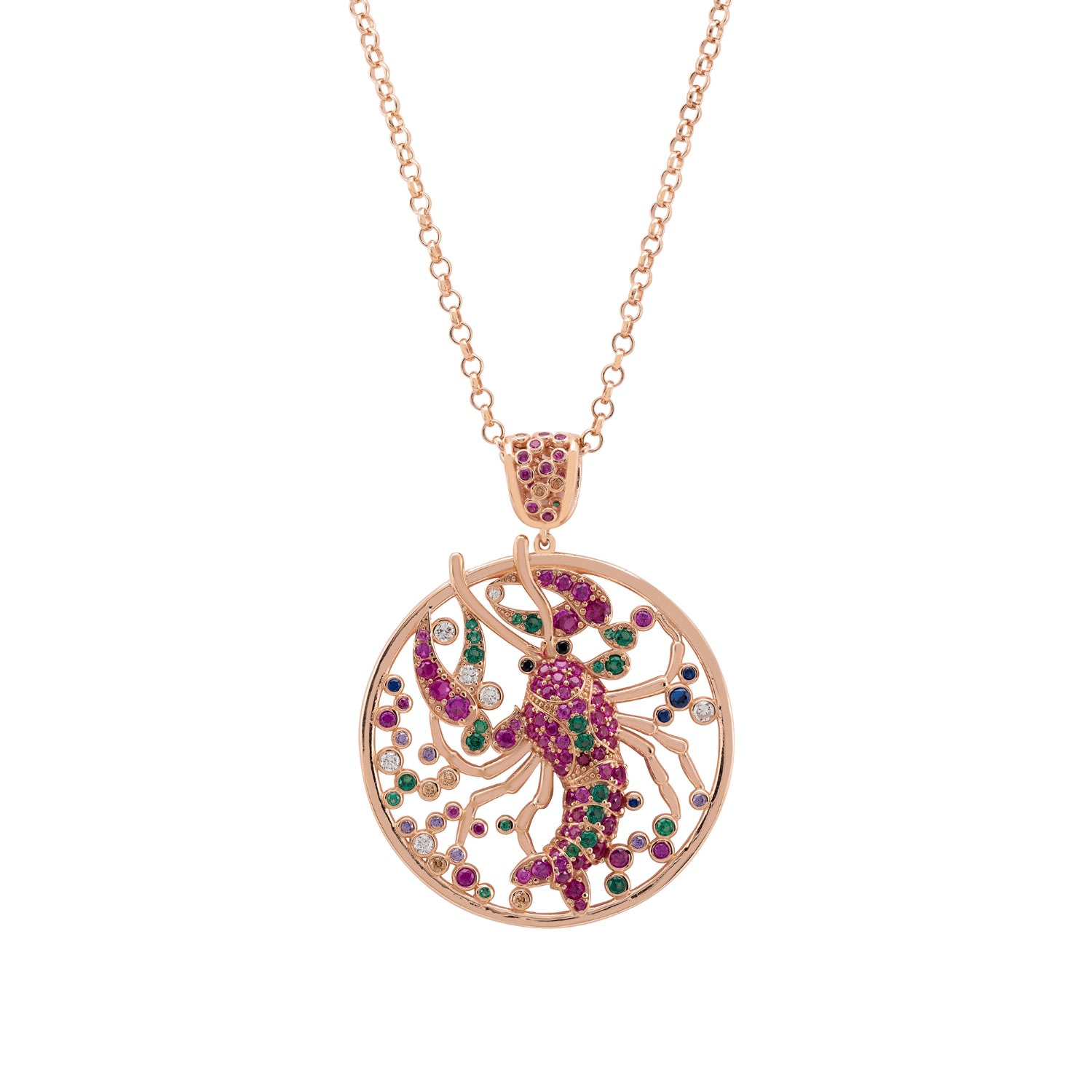 Women’s White / Rose Gold / Pink My Lobster Pendant Necklace Rosegold Pink Latelita