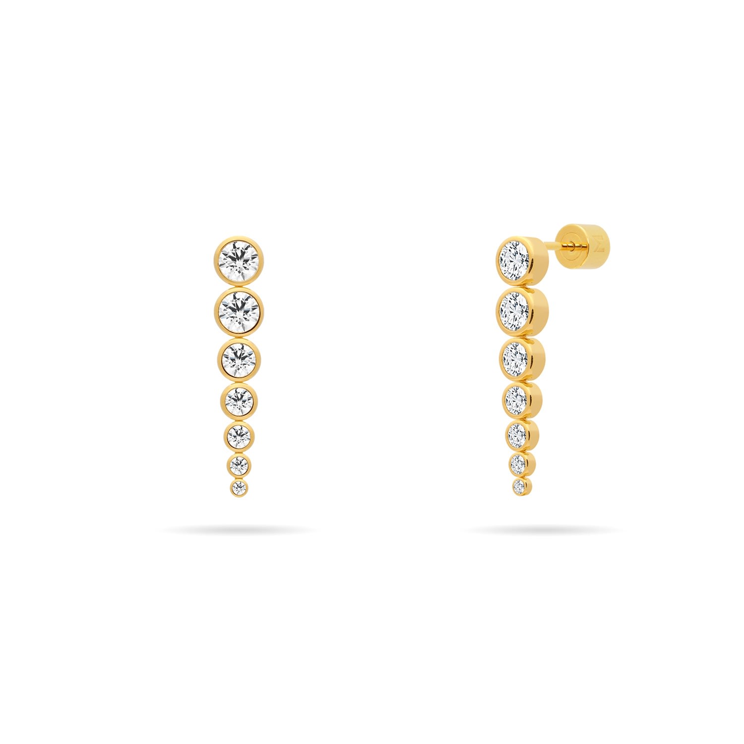 Shop Meulien Women's Graduated Bezel Set Cz Chain Dangle Earrings - Gold