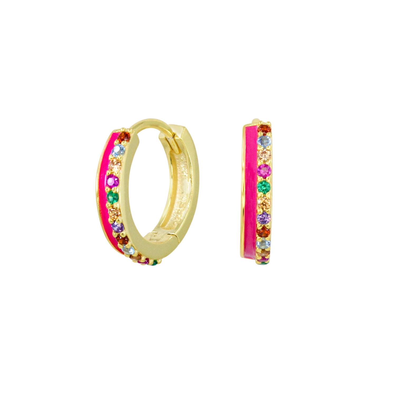 Women’s Pink / Purple / Gold Kylie Gold Huggie Hoops Lucky Eleven