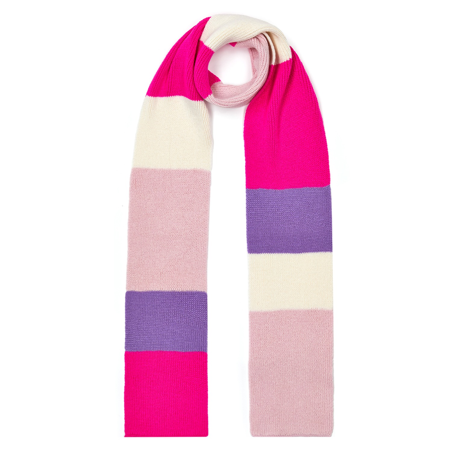 Pink / Purple Ribbed Colour Block Wool & Cashmere Scarf Pink Women One Size Ingmarson