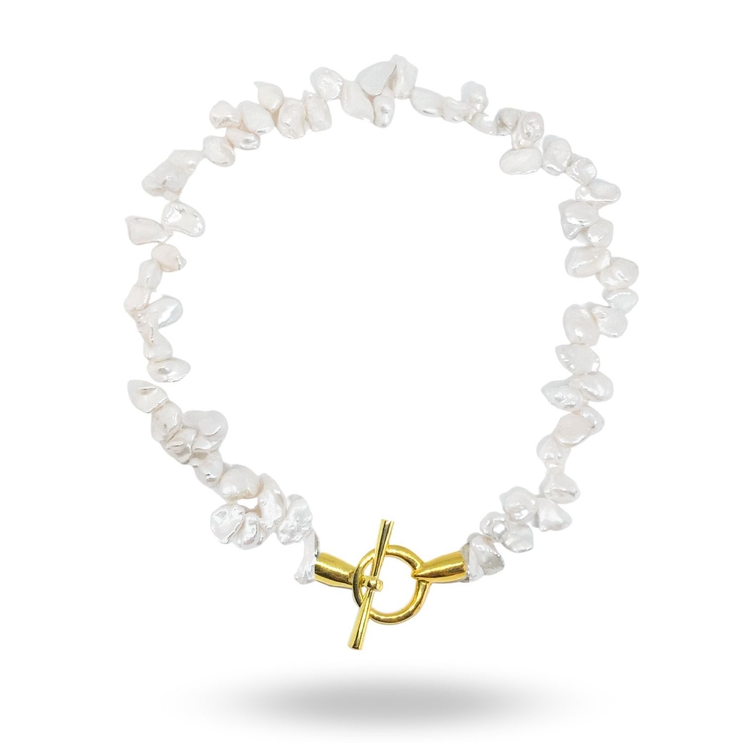 Linya Jewellery Women's Gold Asymmetric Pearl Necklace In Gold
