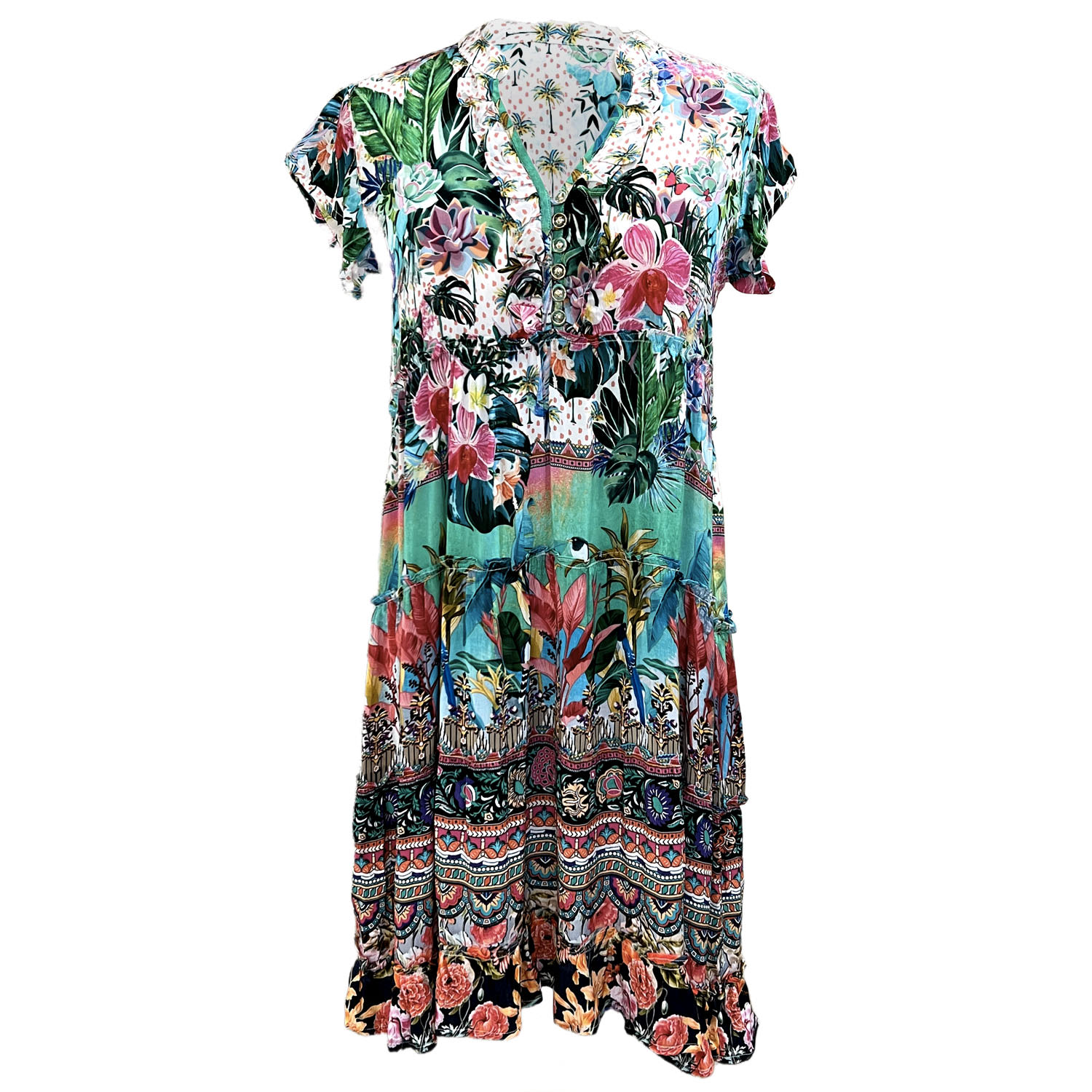 Jayshree Dalal Women's Fiji 3 Dress In Multi In Black/green/orange/pink/white/yellow