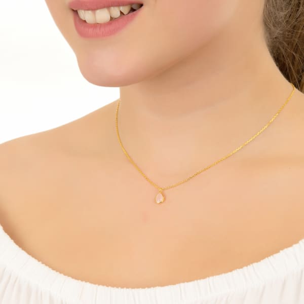 Latelita London Pisa Mini Teardrop Necklace Gold Rose Quartz In Teardrop