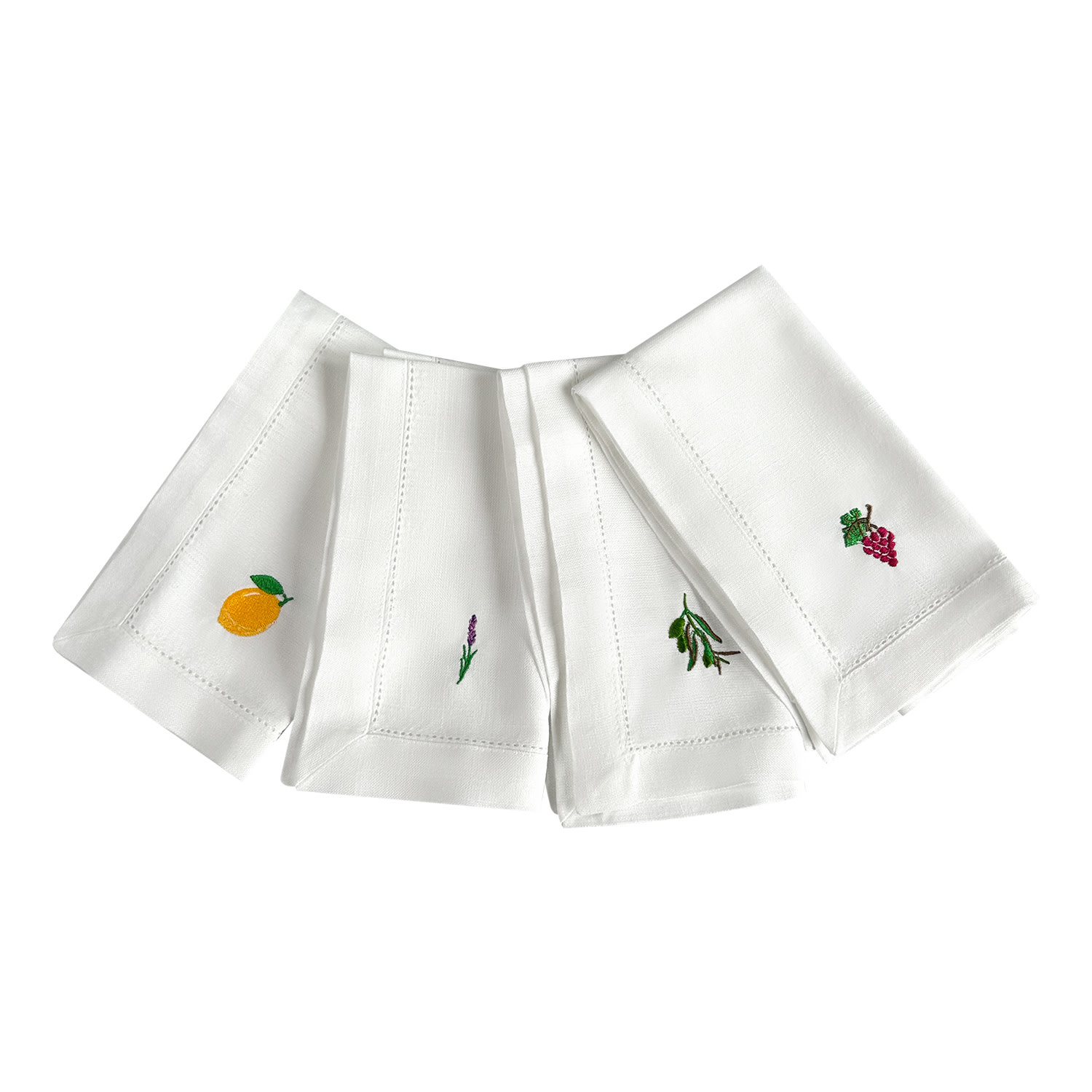 Lilly Loves White Italian Tuscan Theme Embroidered Napkins