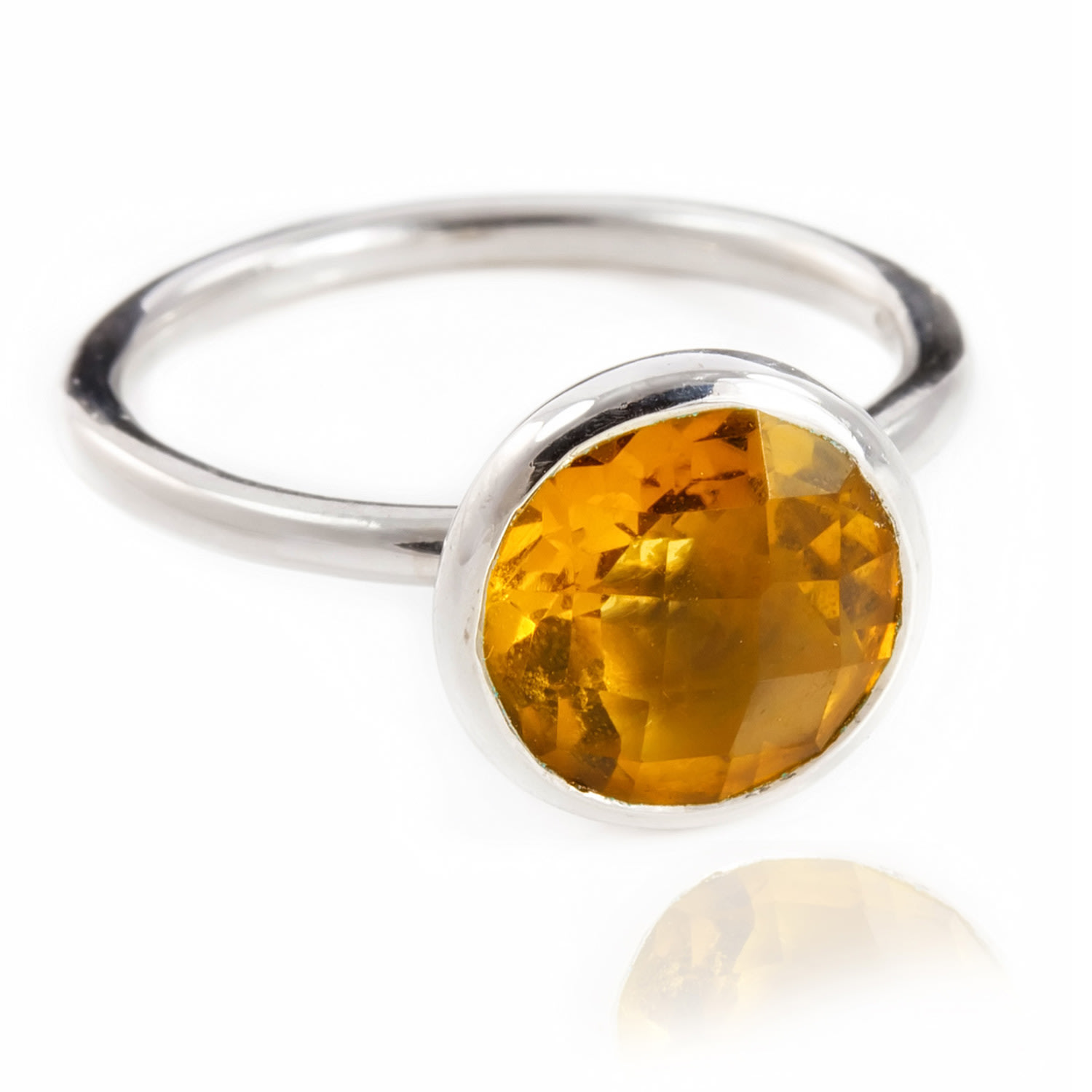 Women’s Silver / Yellow / Orange Desert Sun Quartz Ring In Sterling Silver The Jewellery Store London