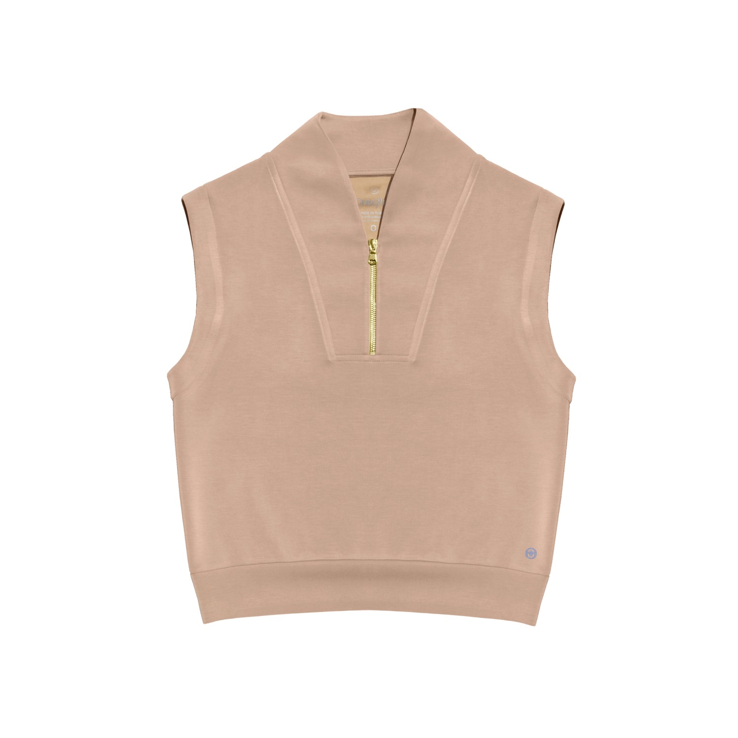 One Of Us Women's Neutrals Flary Sandy Half Zip Sleeveless Sweat - Latte In Yellow