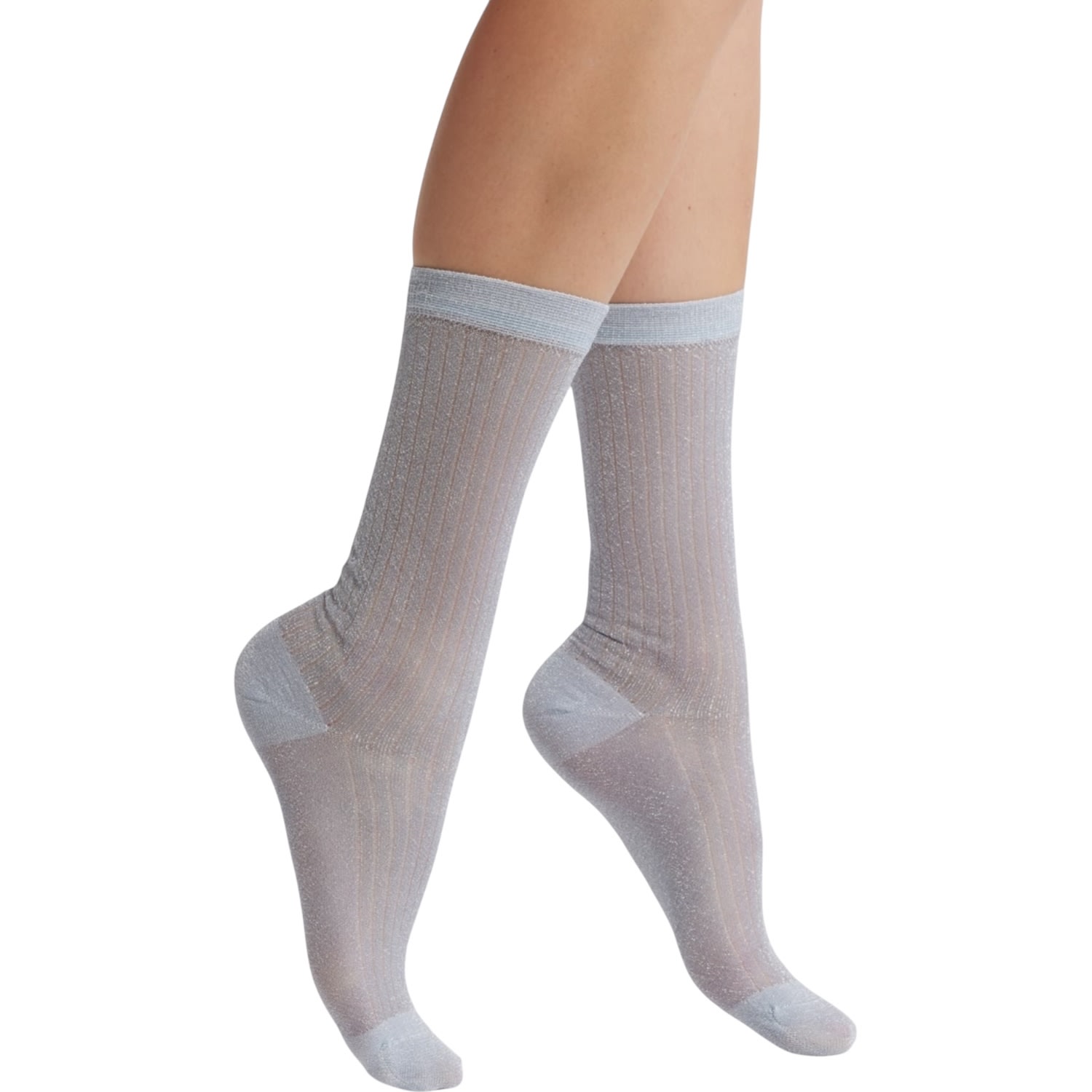 High Heel Jungle By Kathryn Eisman Women's Beam Ribbed Lurex Cotton Sock Blue