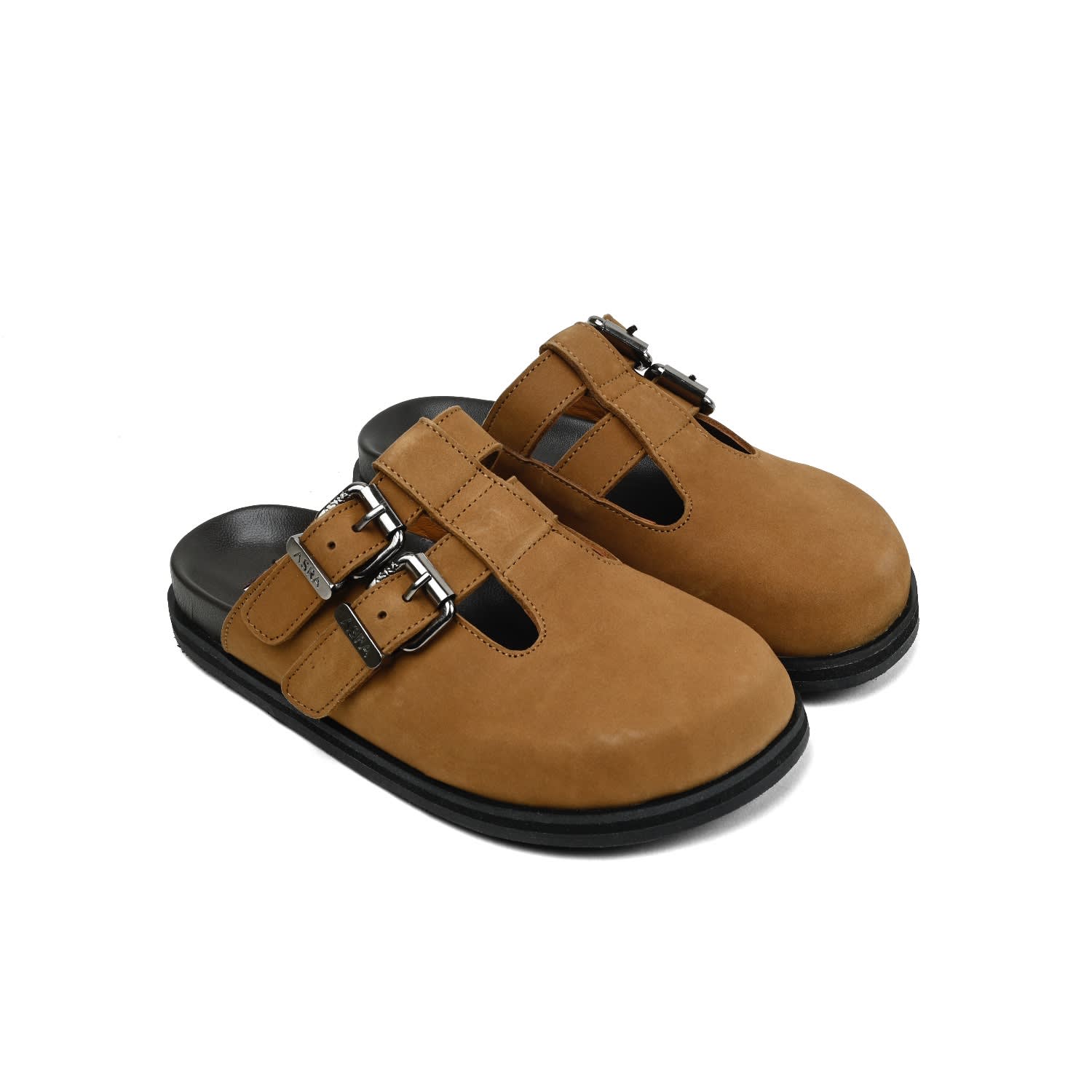 Asra Women's Neutrals Neptune - Tan Leather Clog In Black/brown