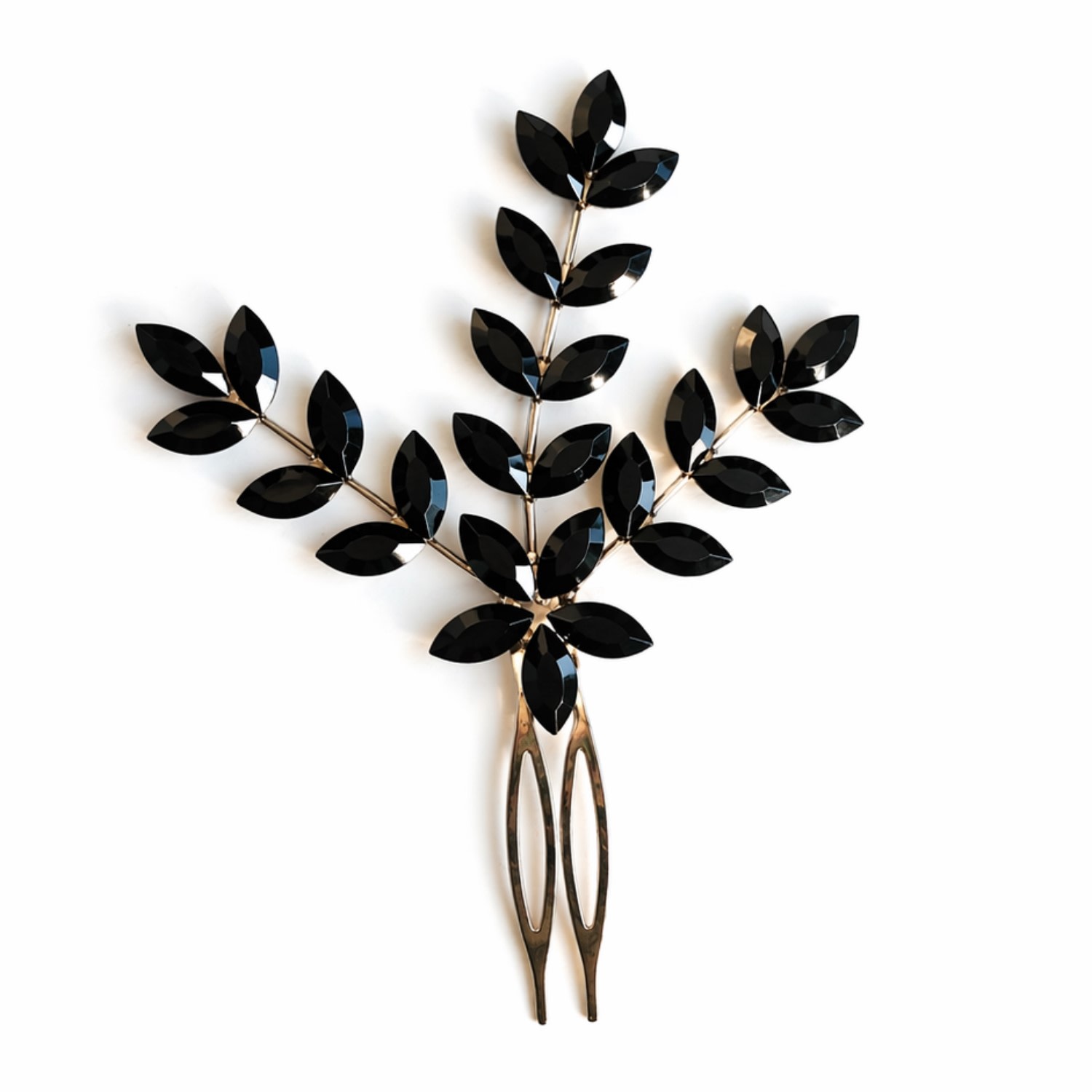 Women's Black Crystal Leaf Hair Comb | One Size | Nuvv Collection