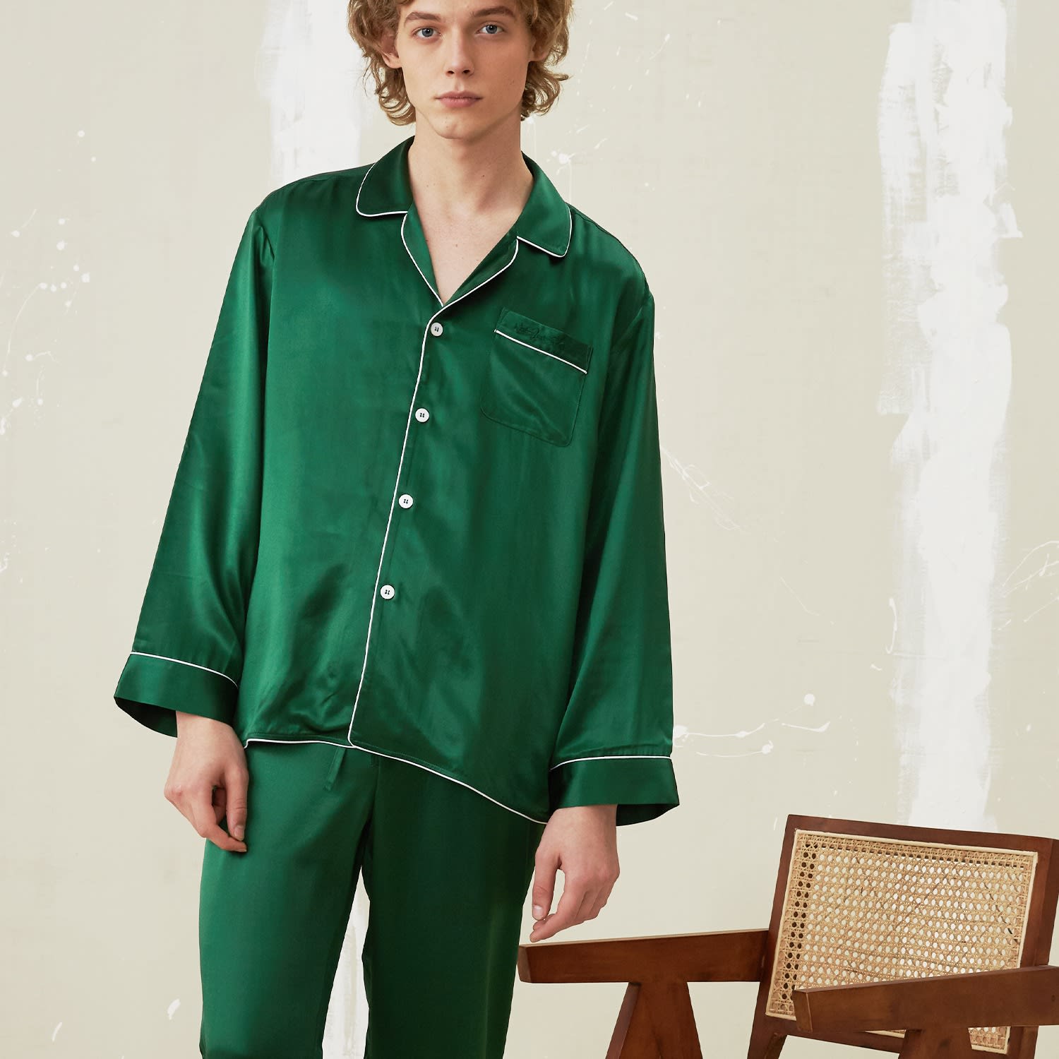 Men’S Silk Essentials Pajama - Dark Green by NOT JUST PAJAMA