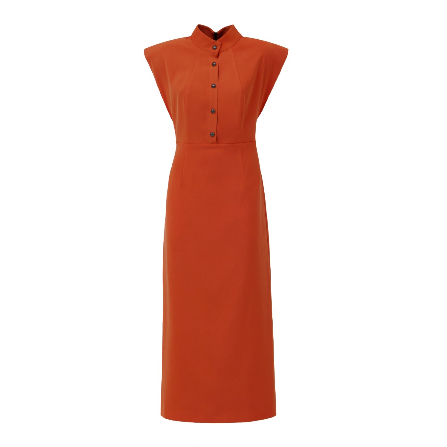 Women’s Yellow / Orange Fitted Sheath Dress With Shoulder Pads Orange Extra Large Julia Allert