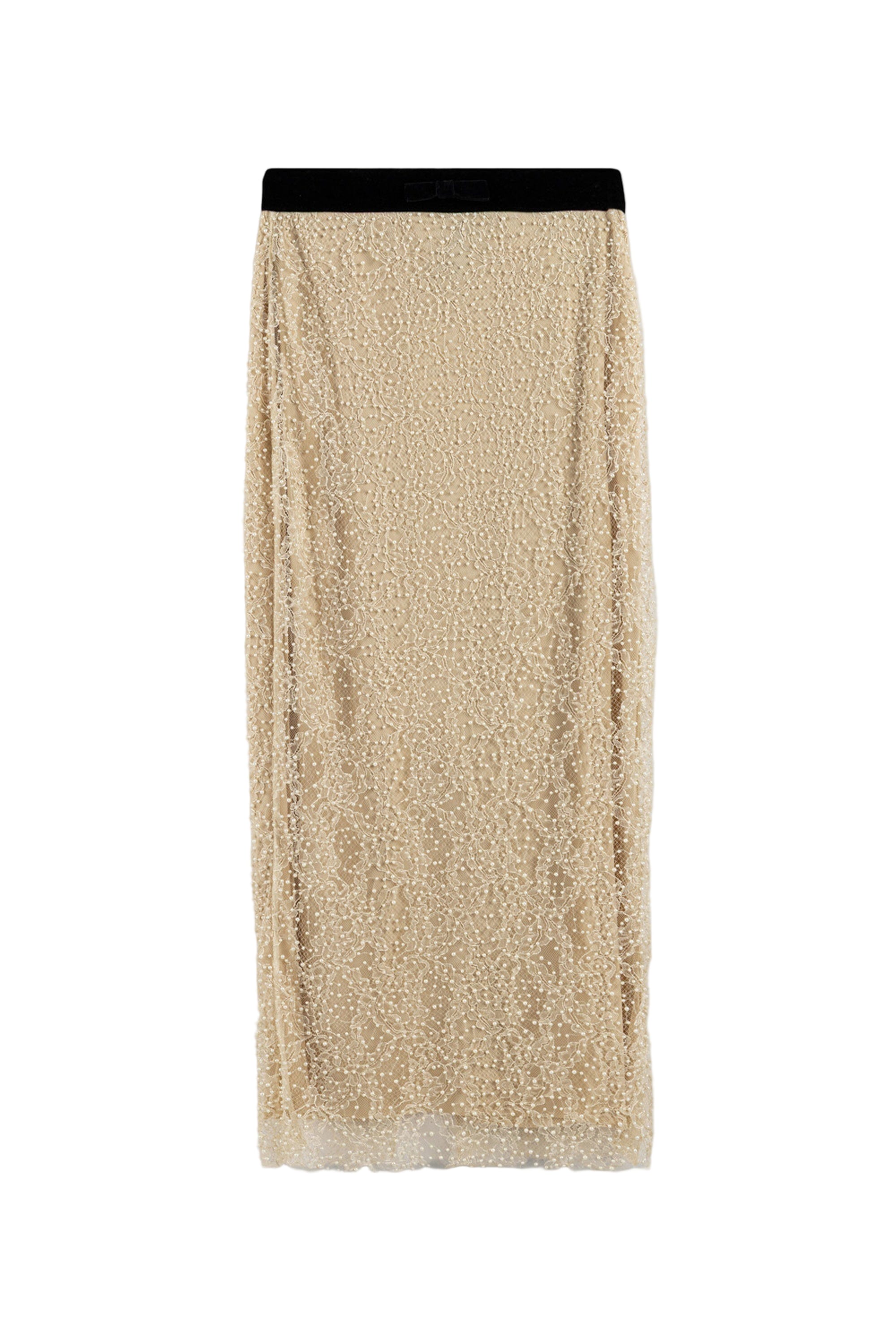 Nocturne Women's Neutrals Beige Pearl Embellished Pencil Skirt In Neutral