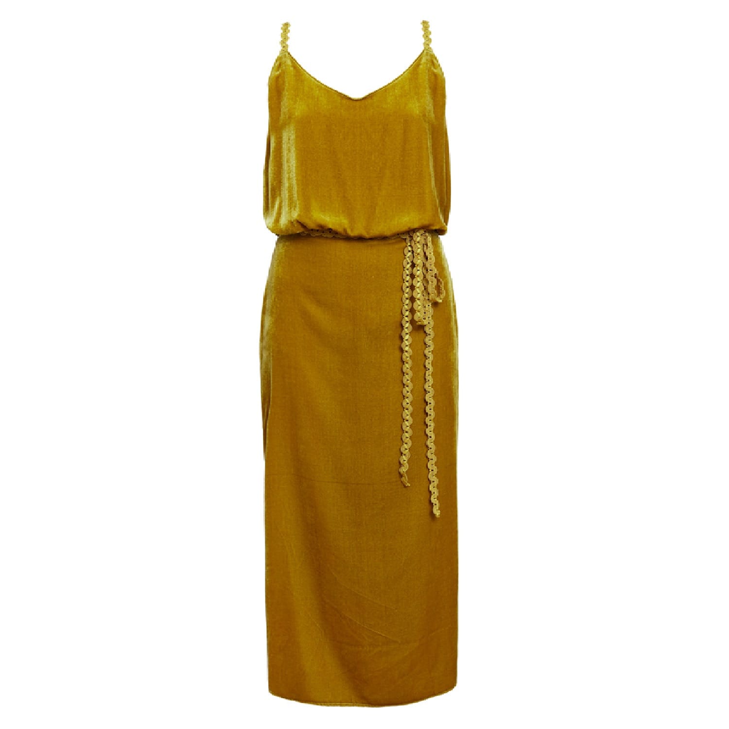 mustard velvet dress