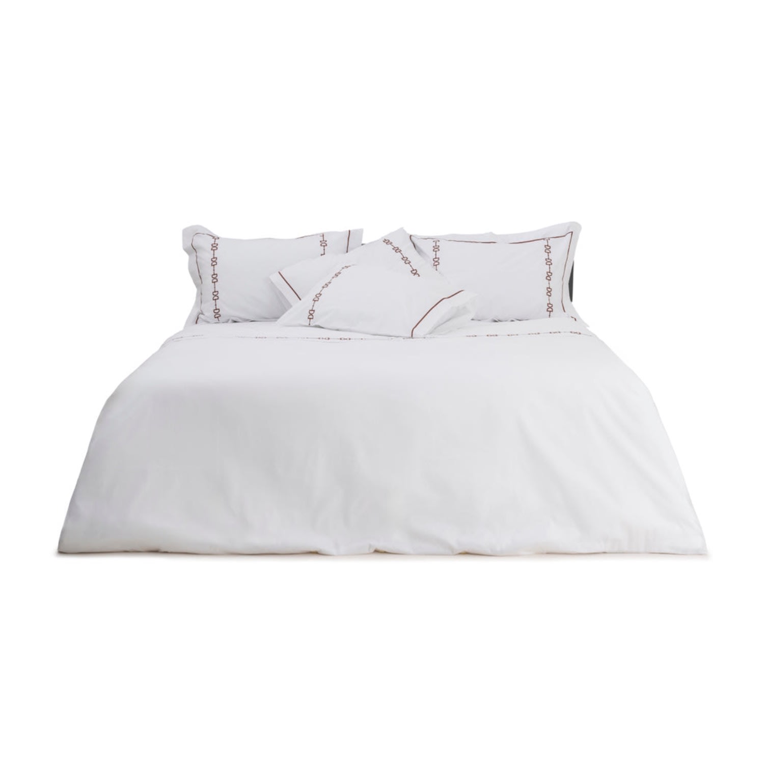Km Home Collection Neutrals / White Brown Chain Bedding Set In White