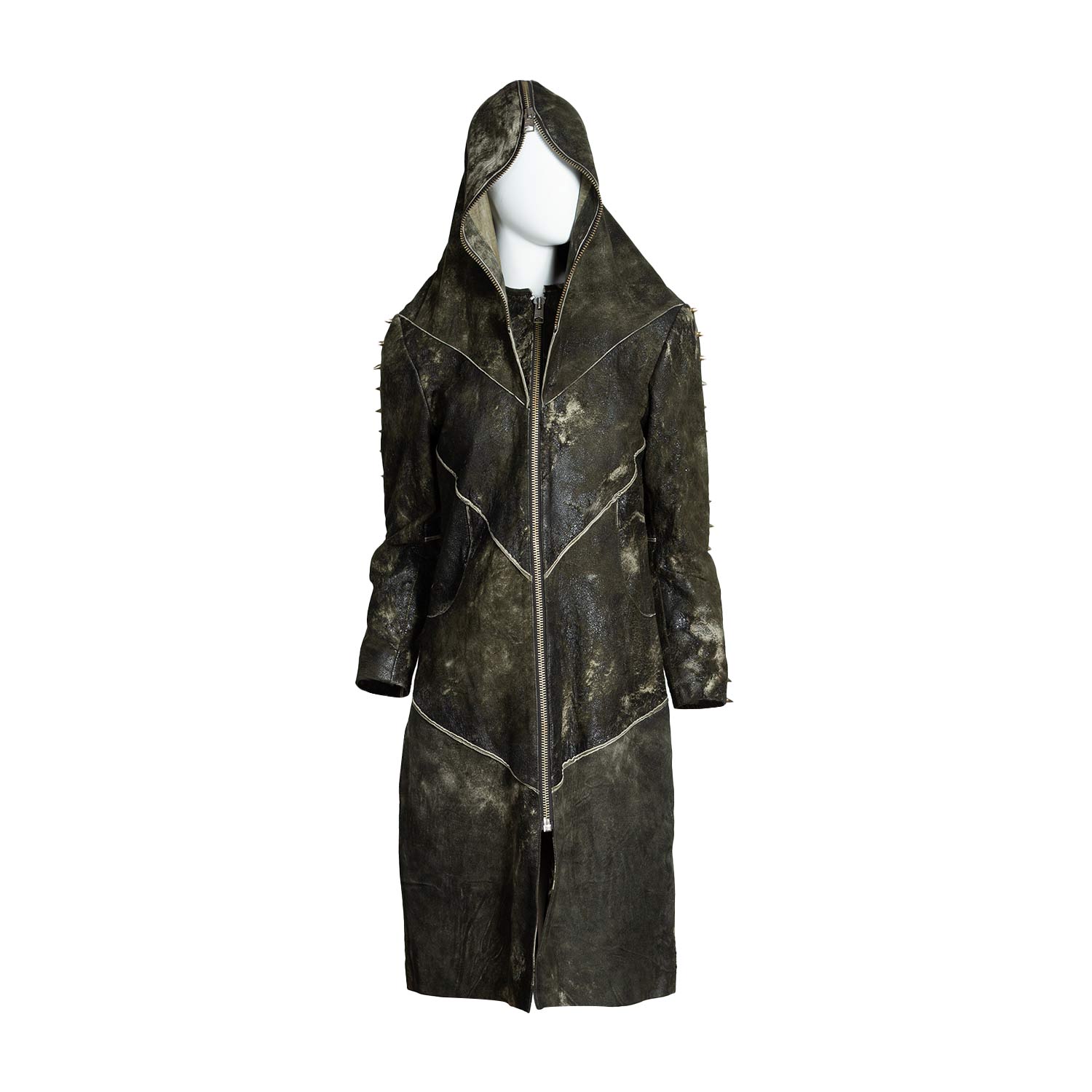 Zasta Studio Women's Green The Dame Crafted Italian Long Coat Jacket With Hoodie