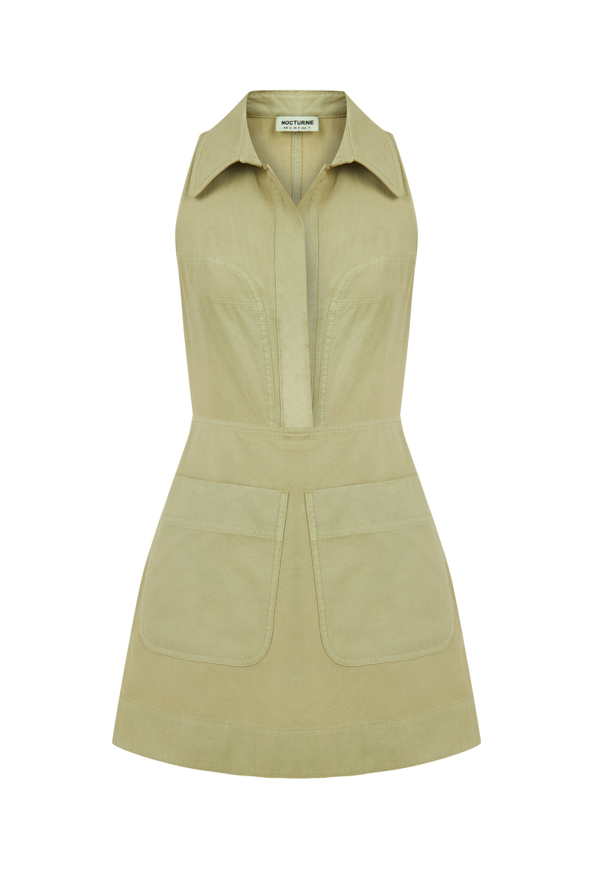 Nocturne Women's Green Mini Dress With Pockets - Olive | ModeSens